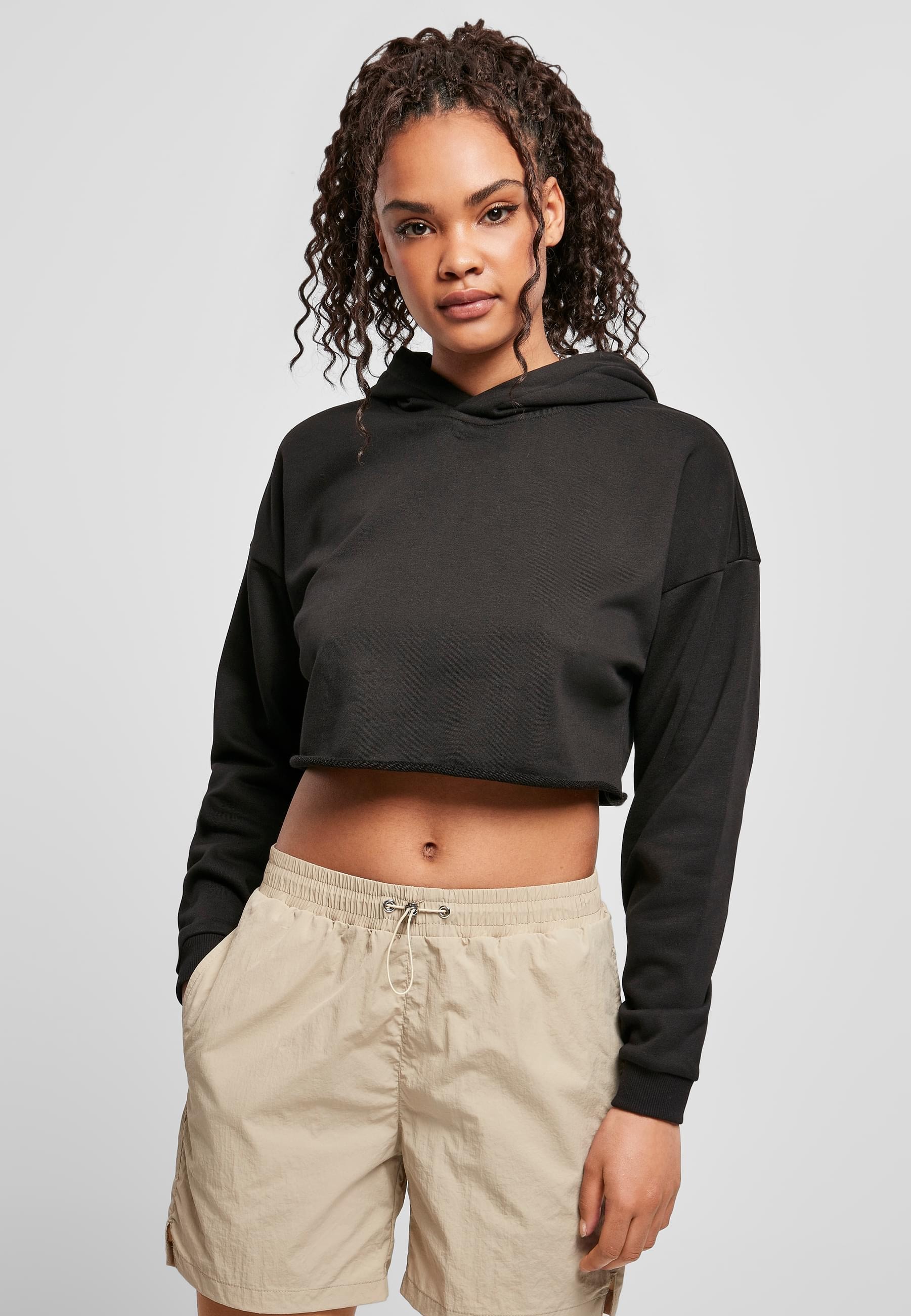 URBAN CLASSICS Rundhalspullover »Urban Classics Damen Ladies Oversized Cropped Hoody«, (1 tlg.)