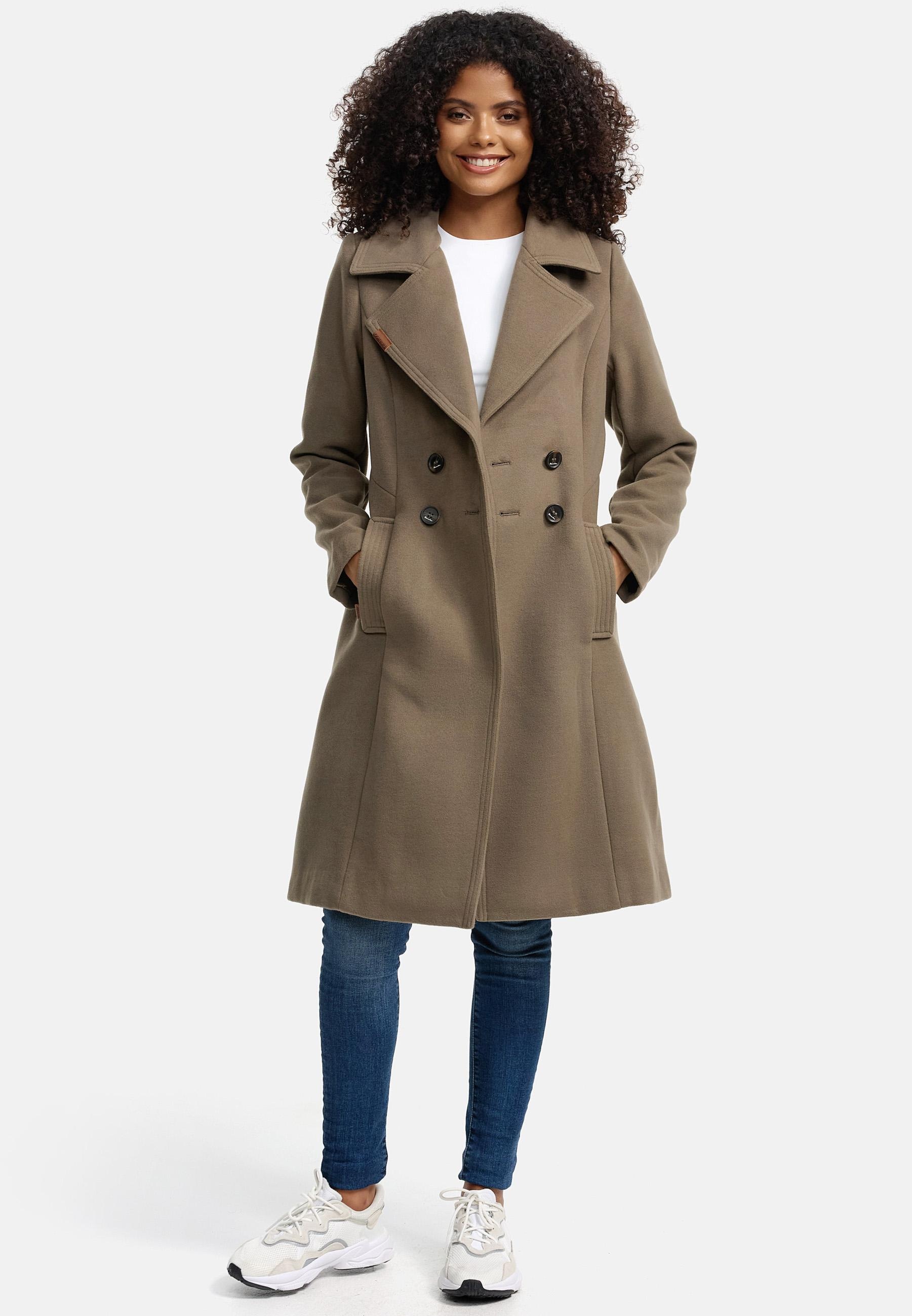 Navahoo Wintermantel »Wooly«, edler Damen Trenchcoat in Wollmantel-Optik