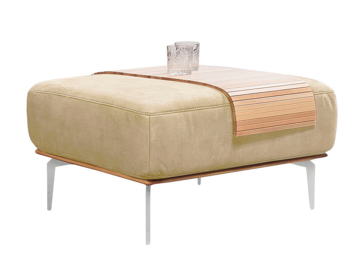 W.SCHILLIG Polsterhocker »run«, mit elegantem Holzsockel, Füße in Chrom glänzend, Breite 75 cm