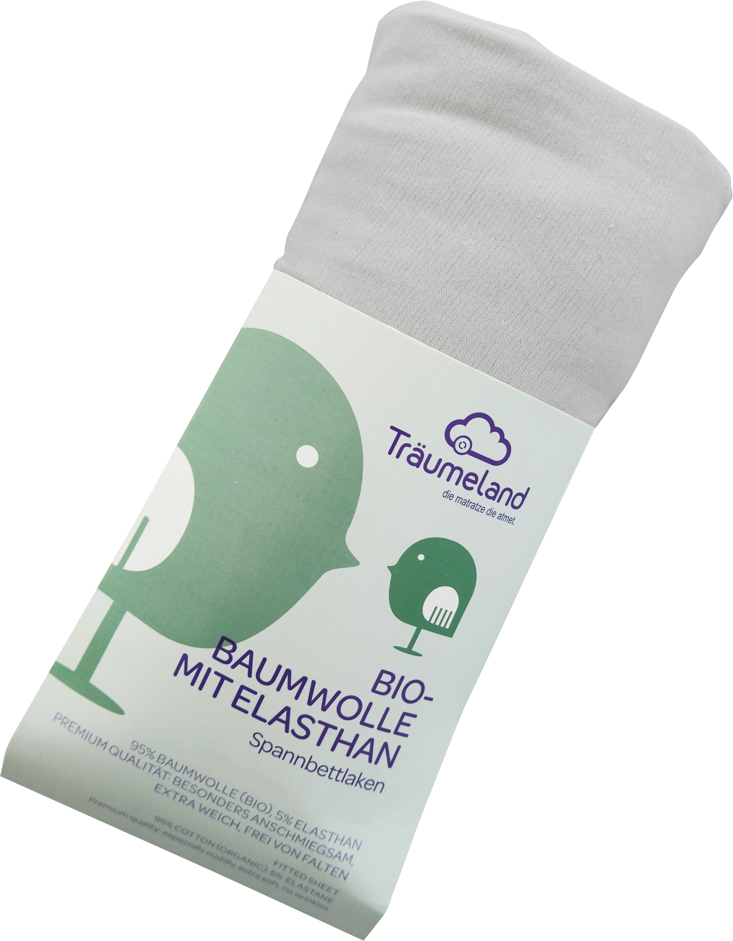 Spannbettlaken TRÄUMELAND, B:70cm L:140cm, grau, Jersey-Elasthan, Obermaterial: 95% Baumwolle, 5% Elasthan, Bettlaken, "Spannbettlaken