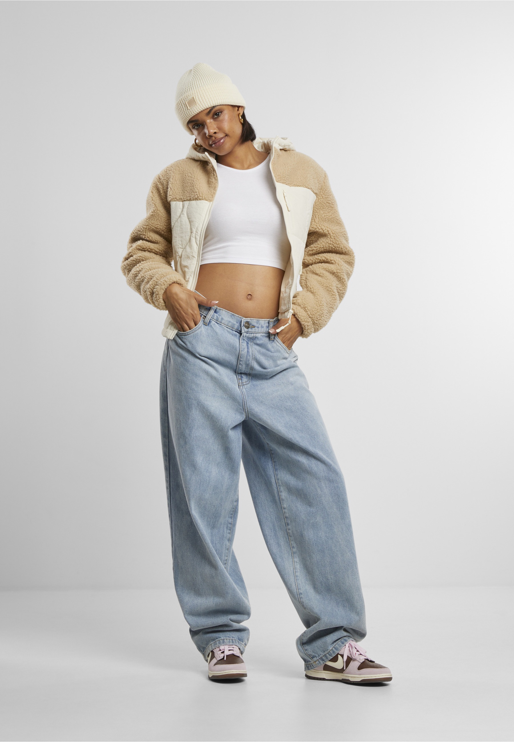 URBAN CLASSICS Allwetterjacke »Urban Classics Ladies Sherpa Crinkle Nylon Mix Jacket« 1 Stk. tlg. ohne Kapuze