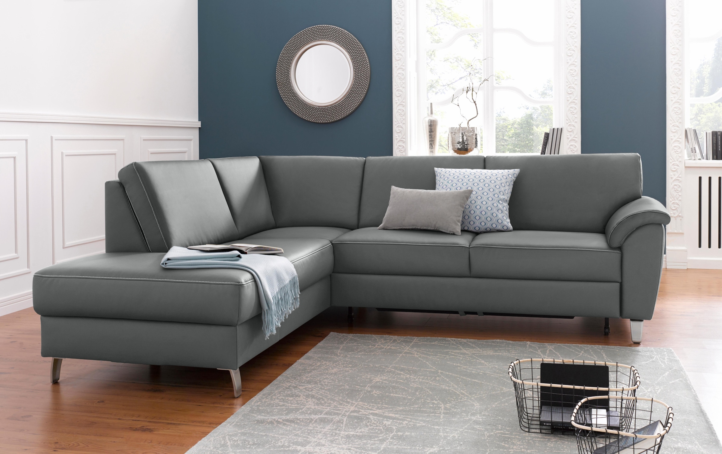 sit&more Ecksofa "Texel L-Form" mit Federkern, wahlweise mit Schlaffunktion und Bettkasten