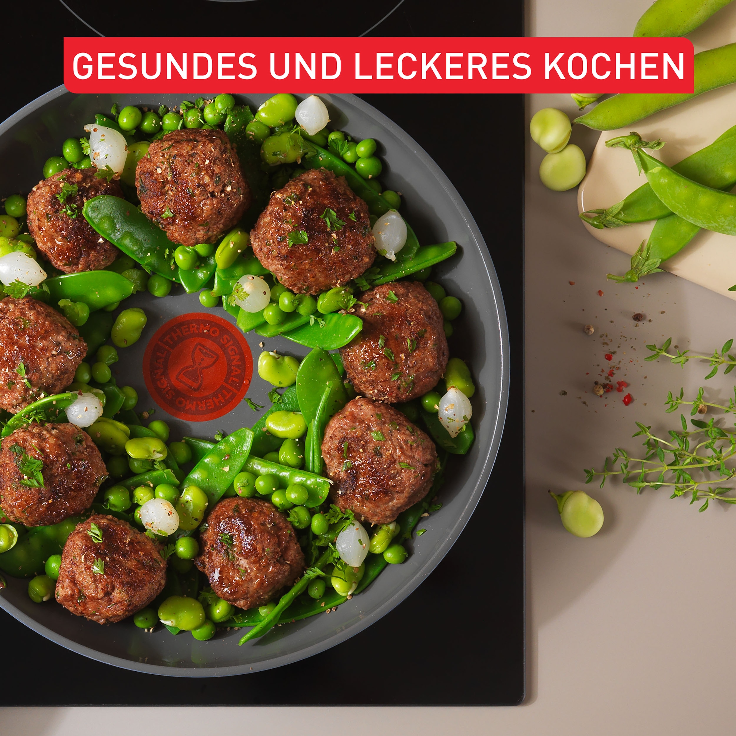 Tefal Pfannen-Set »Cera Color« Aluminium Set, 7 tlg. tlg. Go Ceram Keramik-Antihaftbeschichtung, Thermo-Signal, Induktion