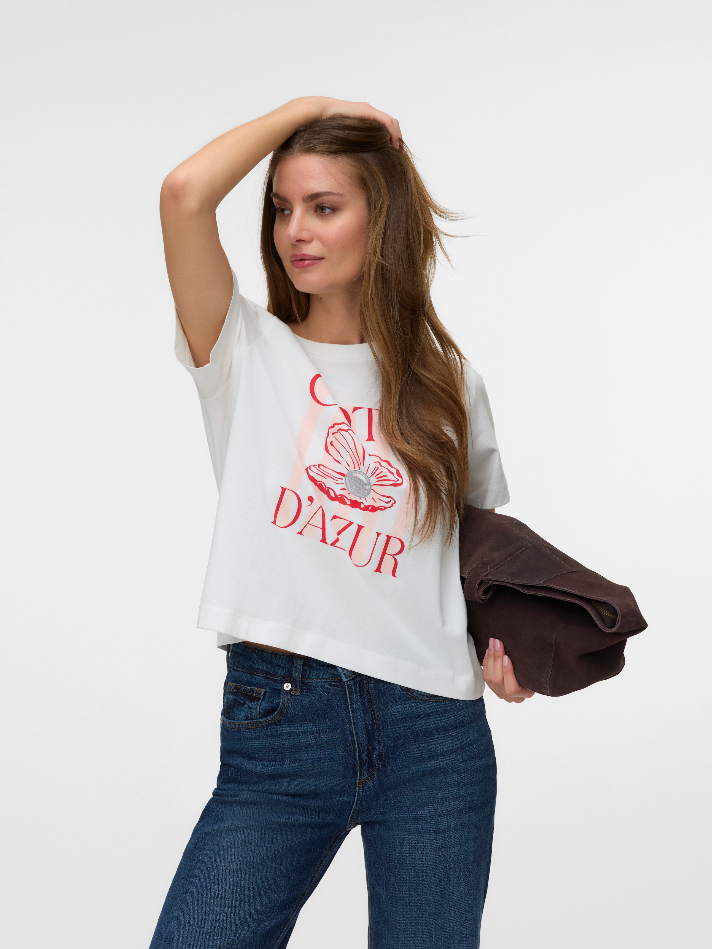 Vero Moda T-Shirt »VMGINA METTE SS TOP BOX JRS« Baumwolle
