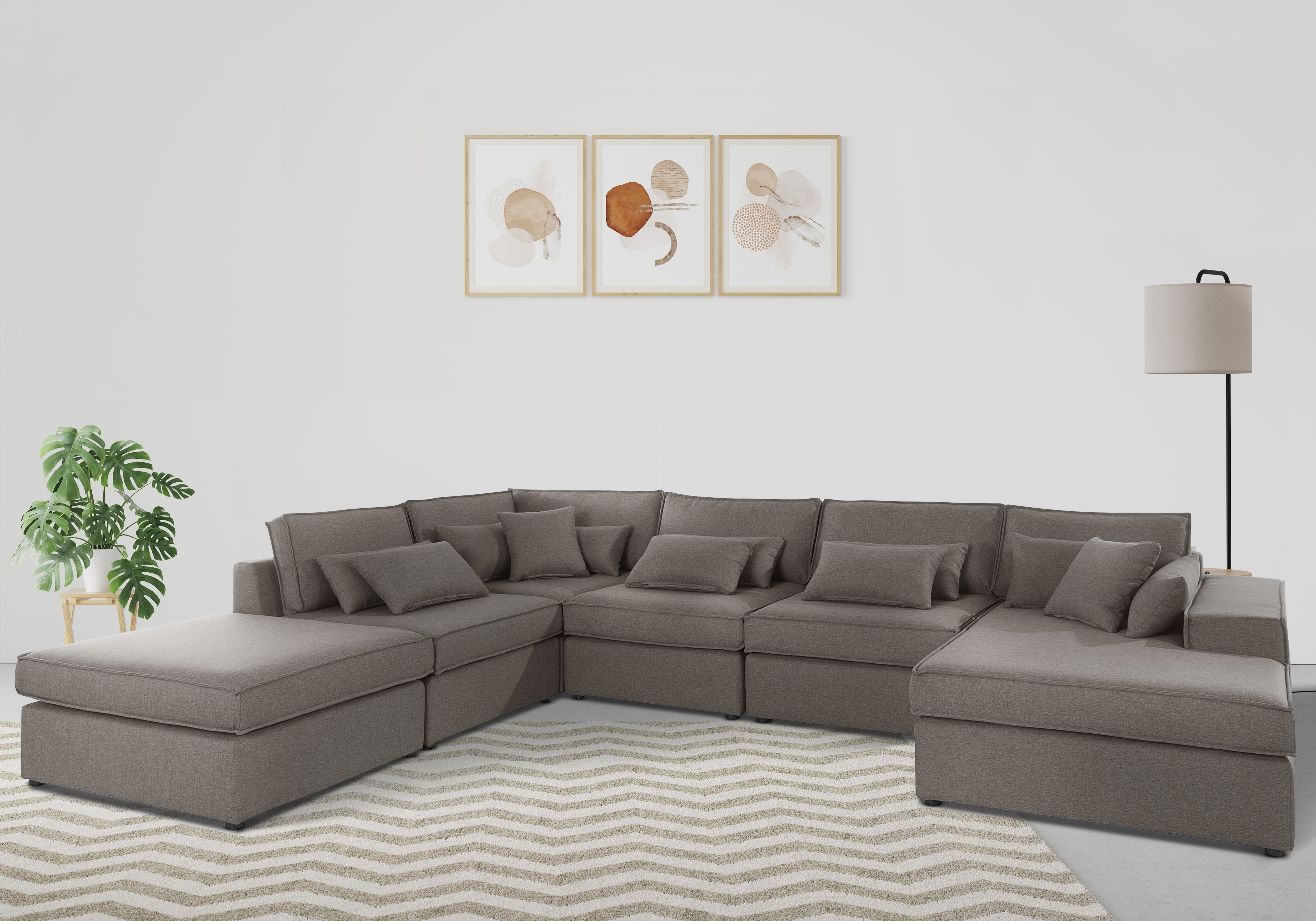 OTTO home Wohnlandschaft "Florid U-Form" 6 Teile, bestehend aus Modulen, viele Bezugsqualitäten, auch in Cord