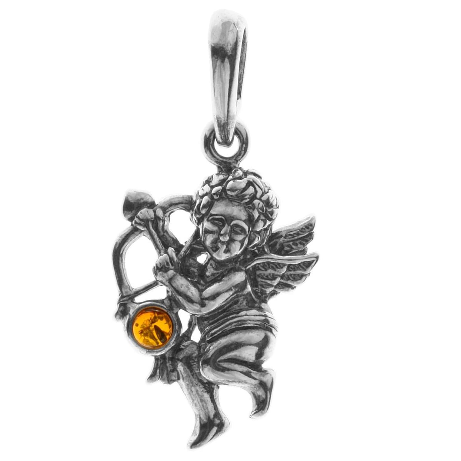 Kettenanhänger OSTSEE-SCHMUCK "Ostsee-Schmuck Anhänger Engel Amor Anhänger Engel Amor", weiß, Schmuckanhänger, Damen, 33 x 17mm, Silber 925 (Sterlingsilber), 3,4 g, Kettenanhänger