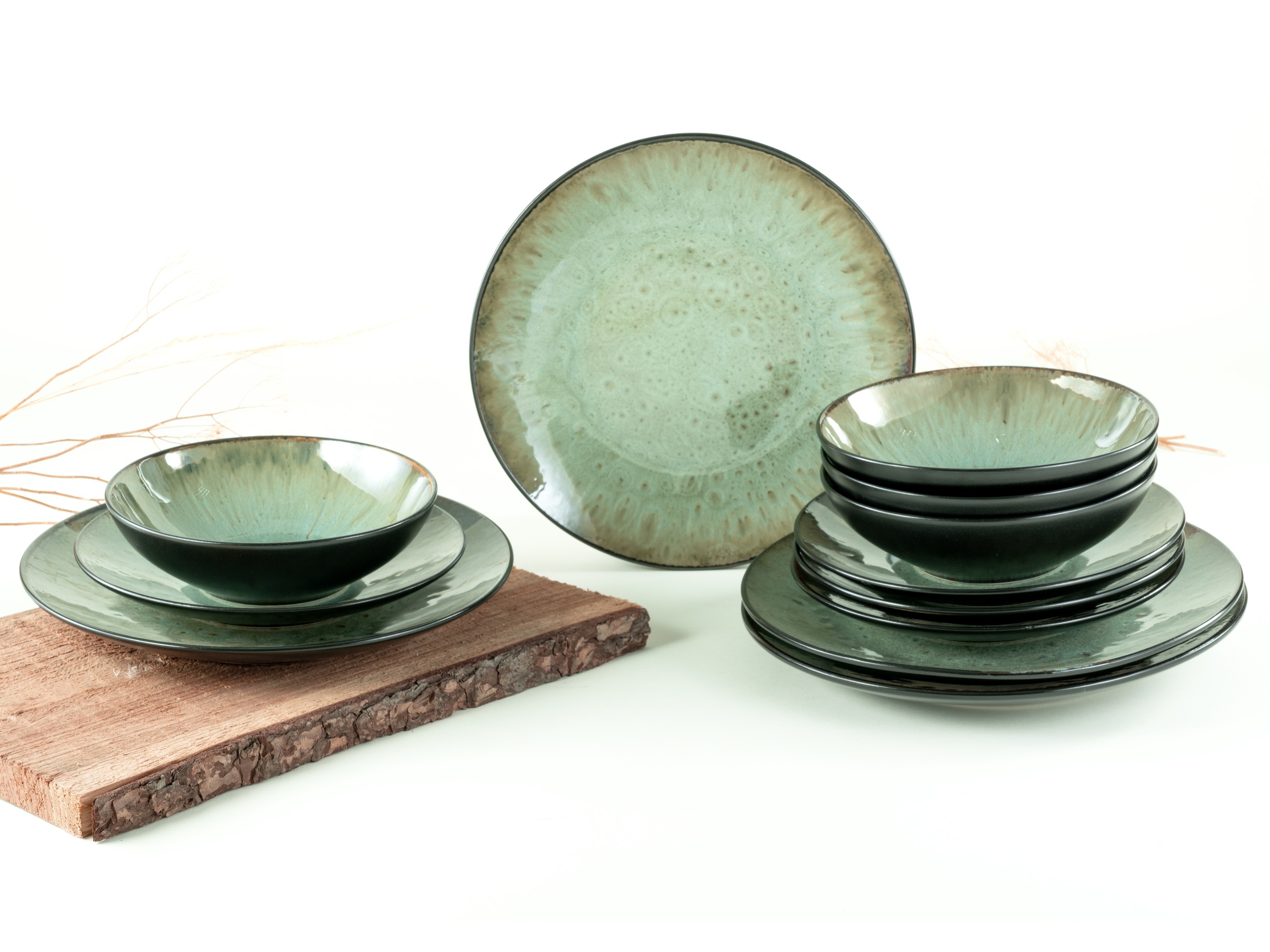 CreaTable Teller-Set »Jawa, Tellerset 12-tlg«, (Set, 12 tlg.), Reaktivglasur