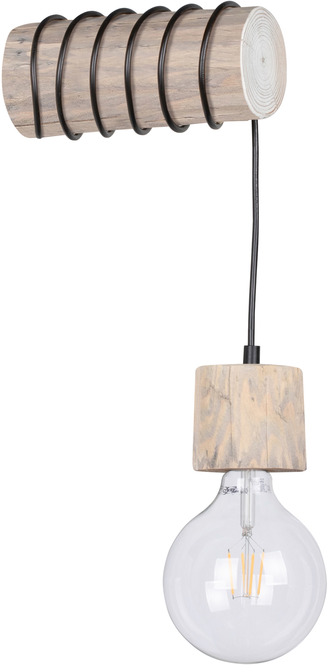 BAUR grau Kiefernholz gebeizt massivem 1 Light Holzbalken 8-12 PINO«, »TRABO Holz SPOT | flammig-flammig, Wandleuchte Ø aus cm,