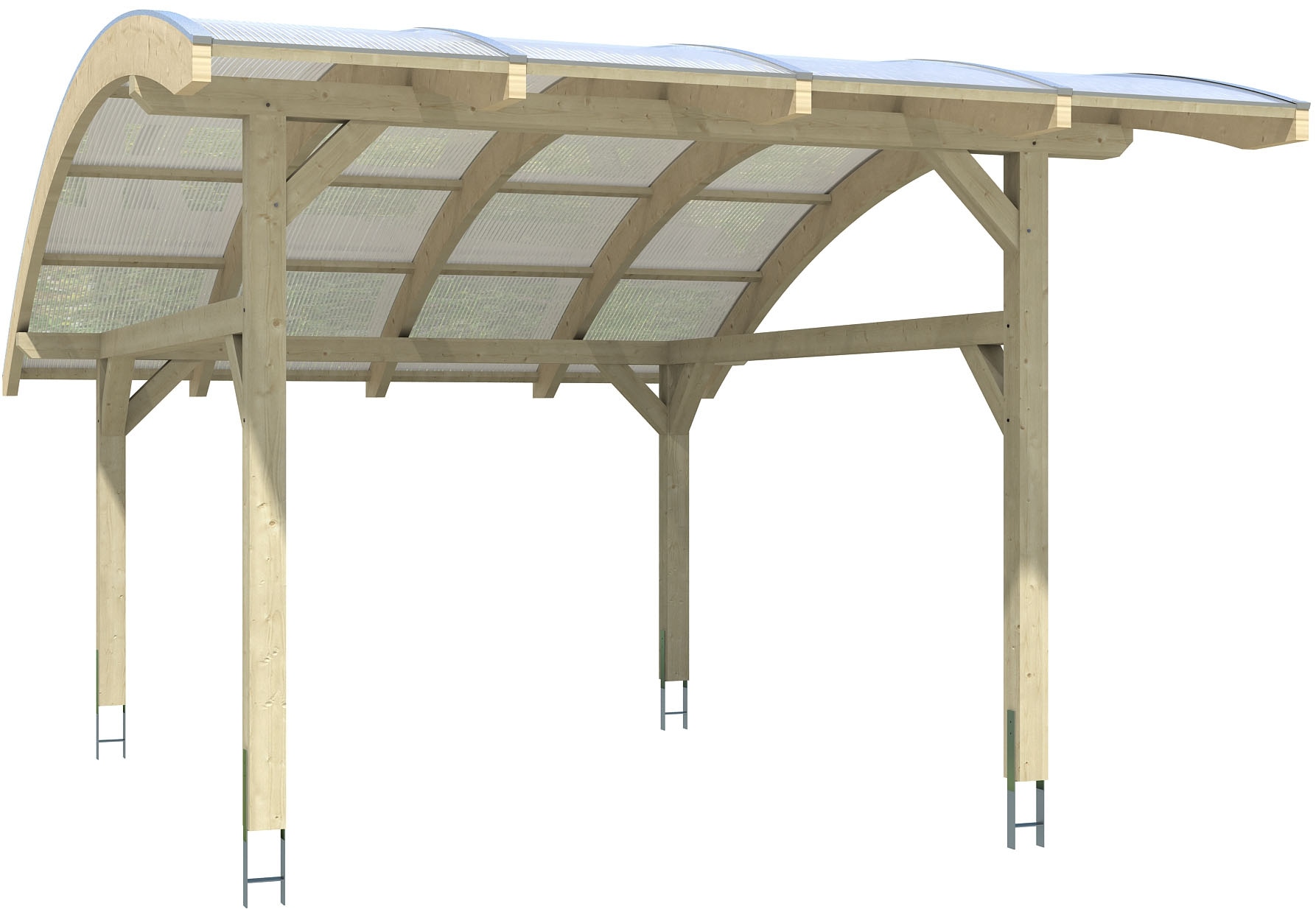 Skanholz Einzelcarport "Schwaben", Leimholz-Fichte, 320 cm, Natur, 434x630cm