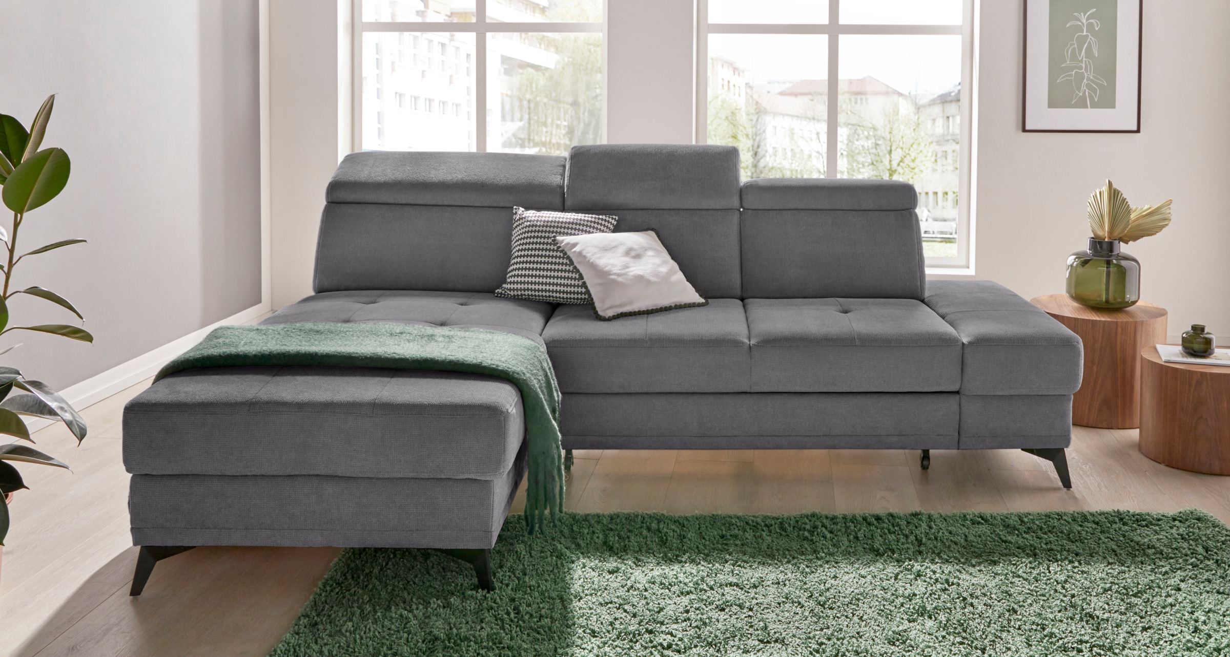 INOSIGN Ecksofa »Cardiz L-Form«, inkl.Kopfteilverstellung und Federkern wahlweise mit Bettfunktion