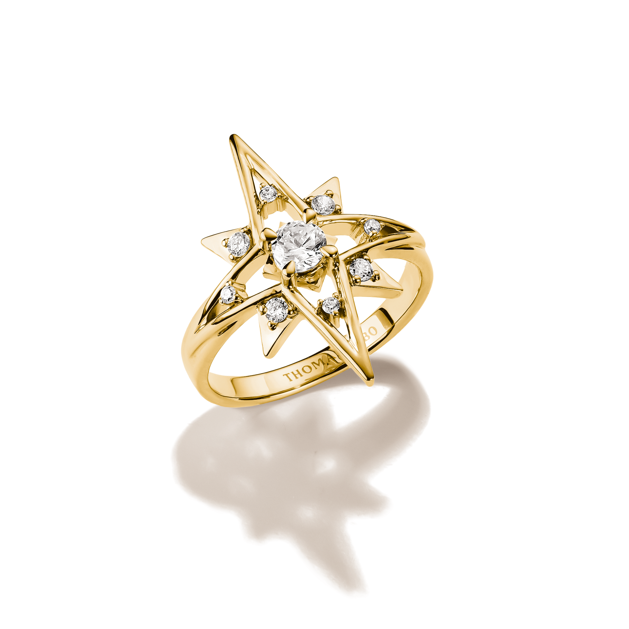THOMAS SABO Fingerring »Midnight Sky Ring gelbgoldfarben« mit Zirkonia (synth.)