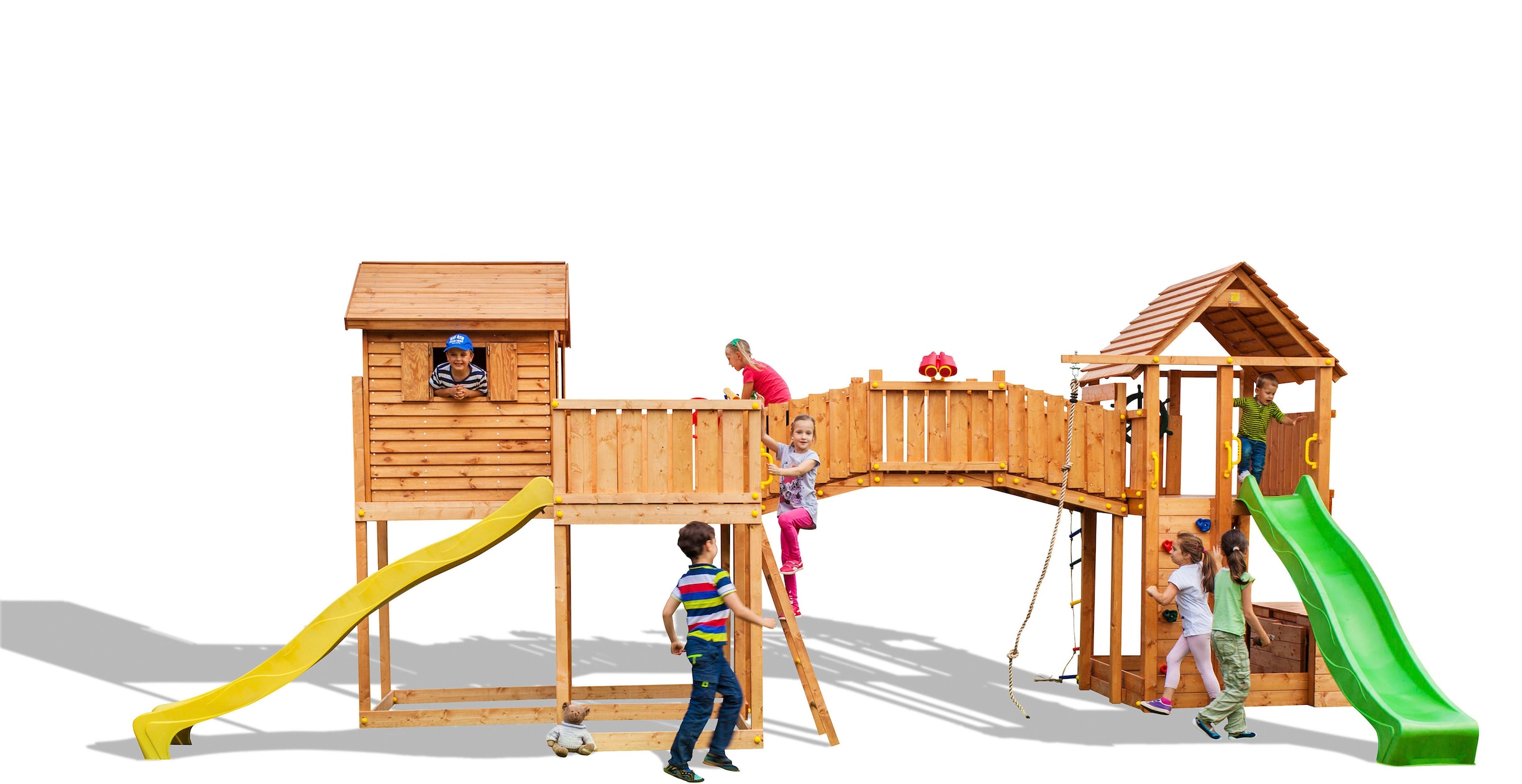 FUNGOO Spielturm »MAXI SET SIZED PLAZA«, mit Schaukel & Rutsche, Klettererweiterung, Spielhaus, Sandkasten