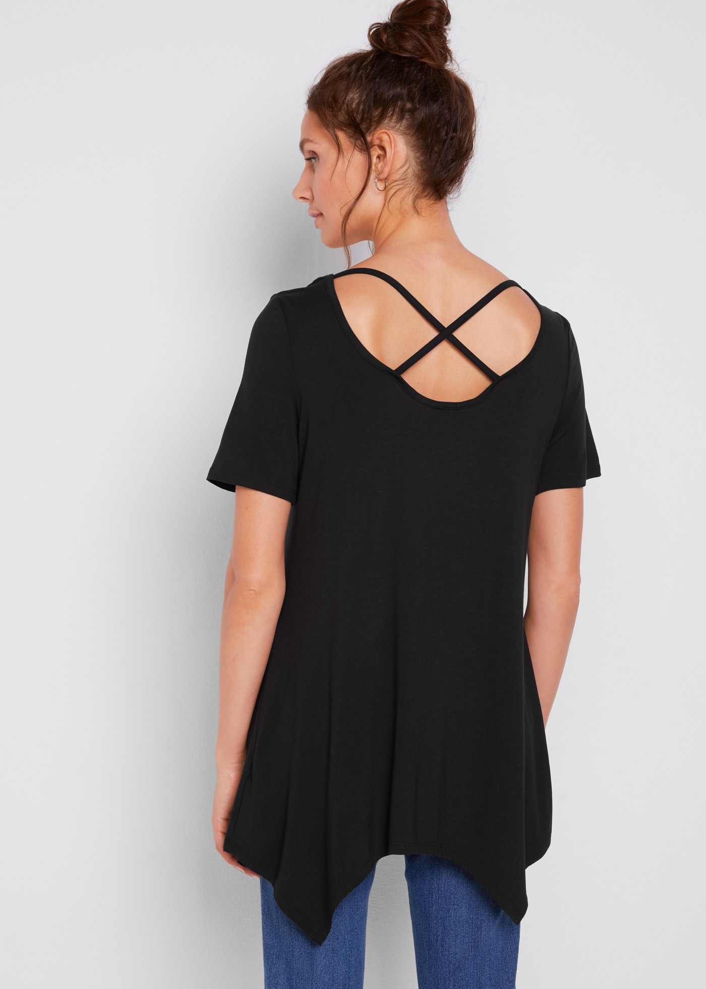 bonprix Longshirt "Zipfel Longshirt, kurzarm" A-Linie Passform, Kurzarm, au günstig online kaufen