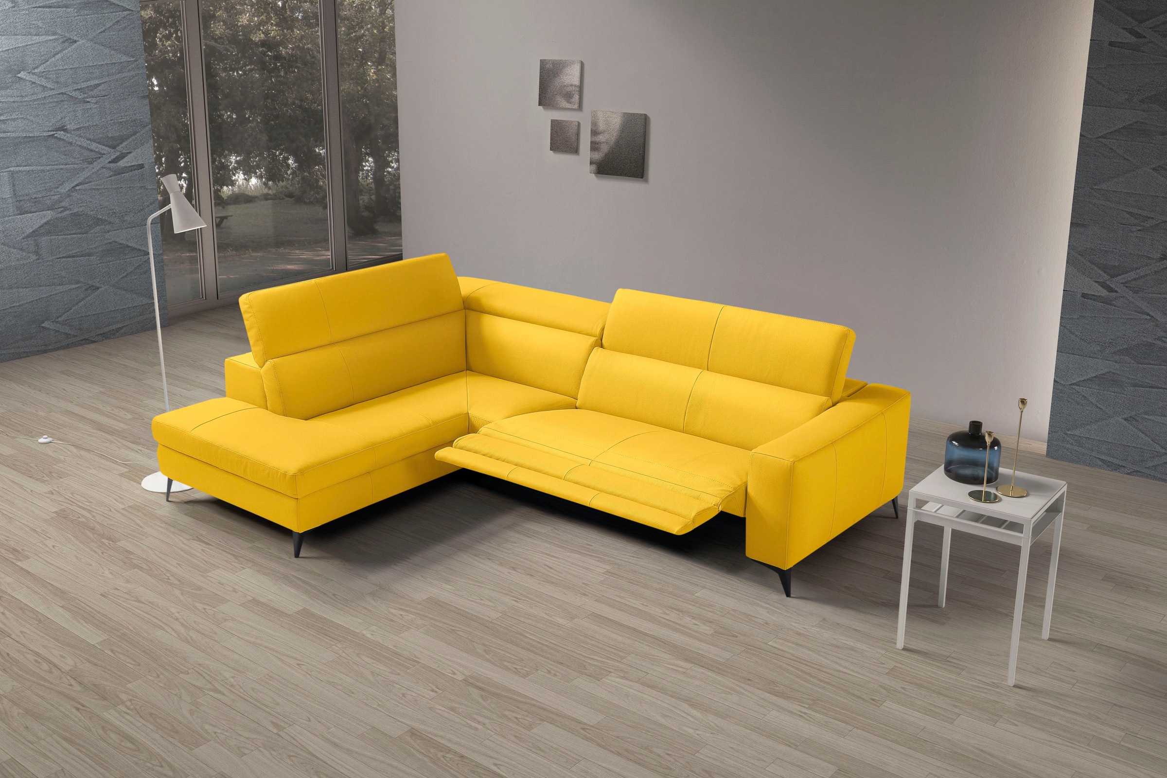 Egoitaliano Ecksofa »Edith, Designsofa mit hohem Sitzkomfort, L-Form«, inkl. elektrischer Relaxfunktion und manuell verstellbaren Kopfteilen