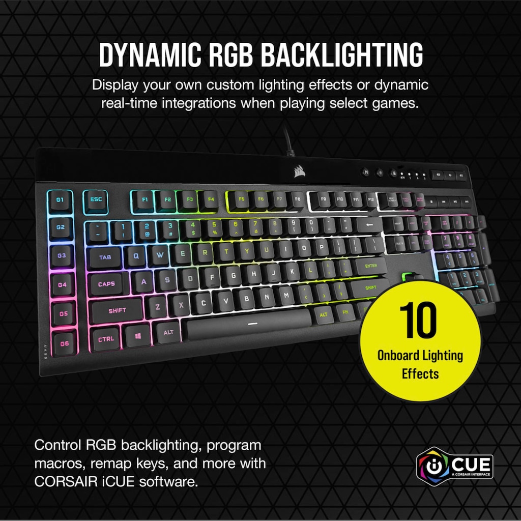 Corsair Gaming-Tastatur »K55 RGB PRO XT«, (Makrotasten-Ziffernblock-USB-Anschluss)