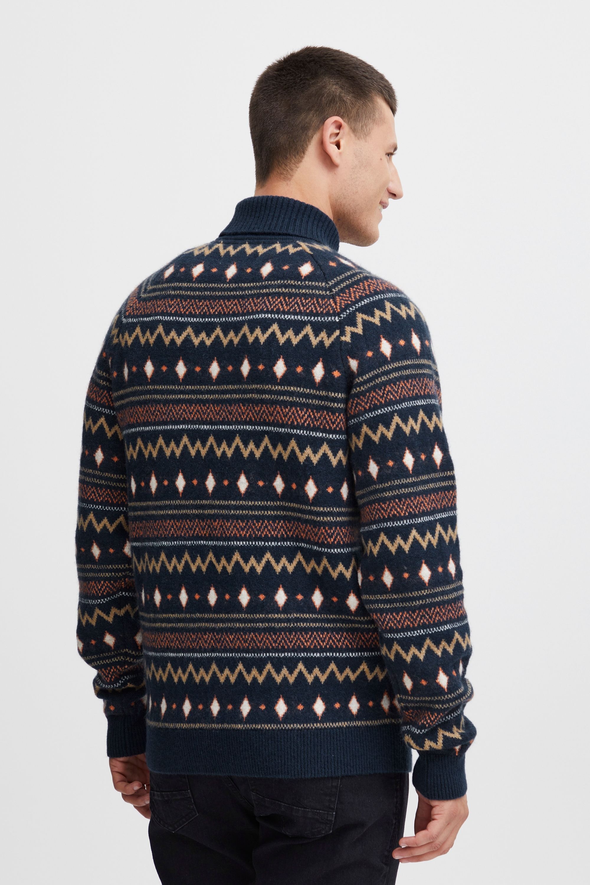 Rollkragenpullover BLEND "Rollkragenpullover BHPullover", Herren, Gr. XXL, blau (marineblaus), Obermaterial: 54% Polyester PES. 21% Polyacryl PAN. 12% Nylon NY. 10% Wolle WO. 3% Elasthan EL., Pullover Rollkragenpullover 6