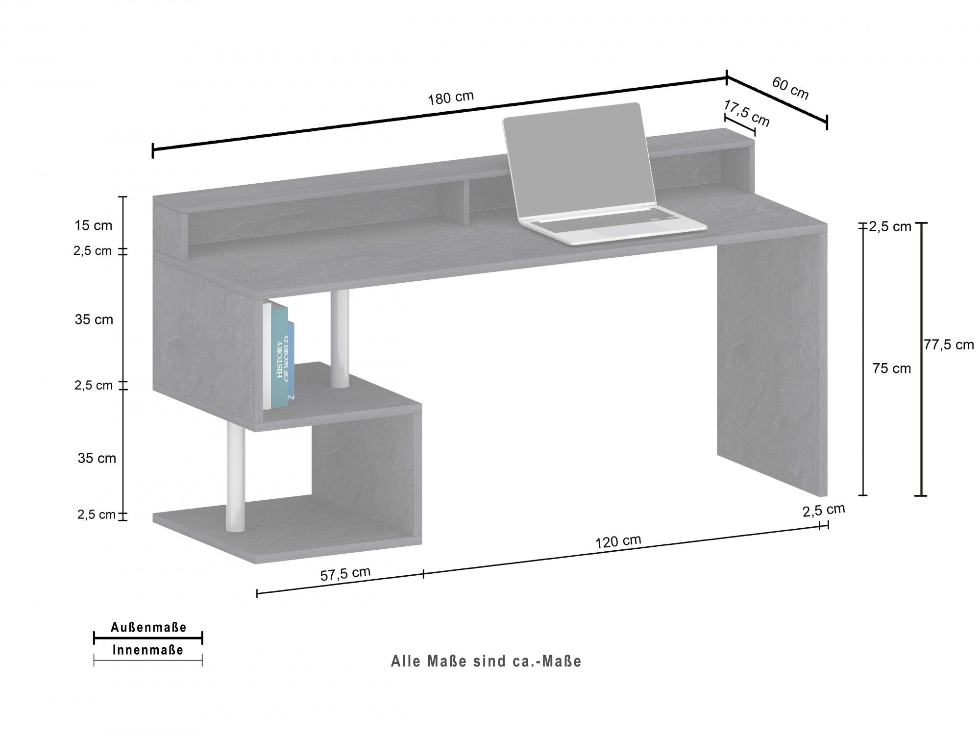 INOSIGN Schreibtisch »Esse, modernes Design«, in verschiedenen Breiten, mit und ohne Monitoraufsatz, Made in Italy