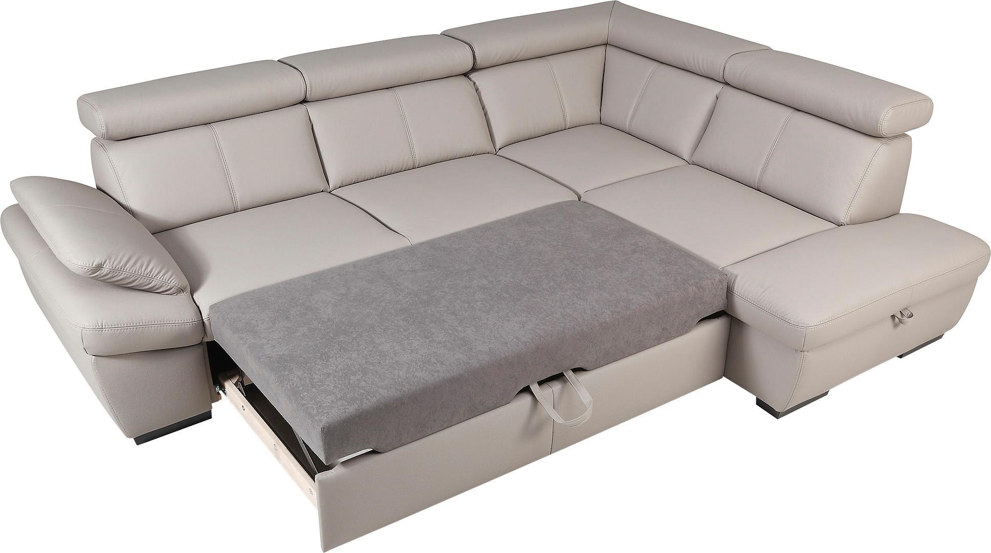 exxpo - sofa fashion Ecksofa »Salerno, klassisch modernes Funktionssofa, hoher Sitzkomfort, L-Form«, inkl. Kopf- und Armteilverstellung, wahlweise mit Bettfunktion