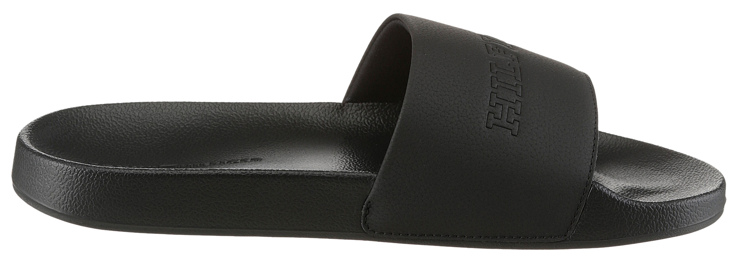 Tommy Hilfiger Pantolette »TUMBLE HILFIGER POOL SLIDE«, Poolslide, Schlupfschuh, Schlappen mit breiter Bandage