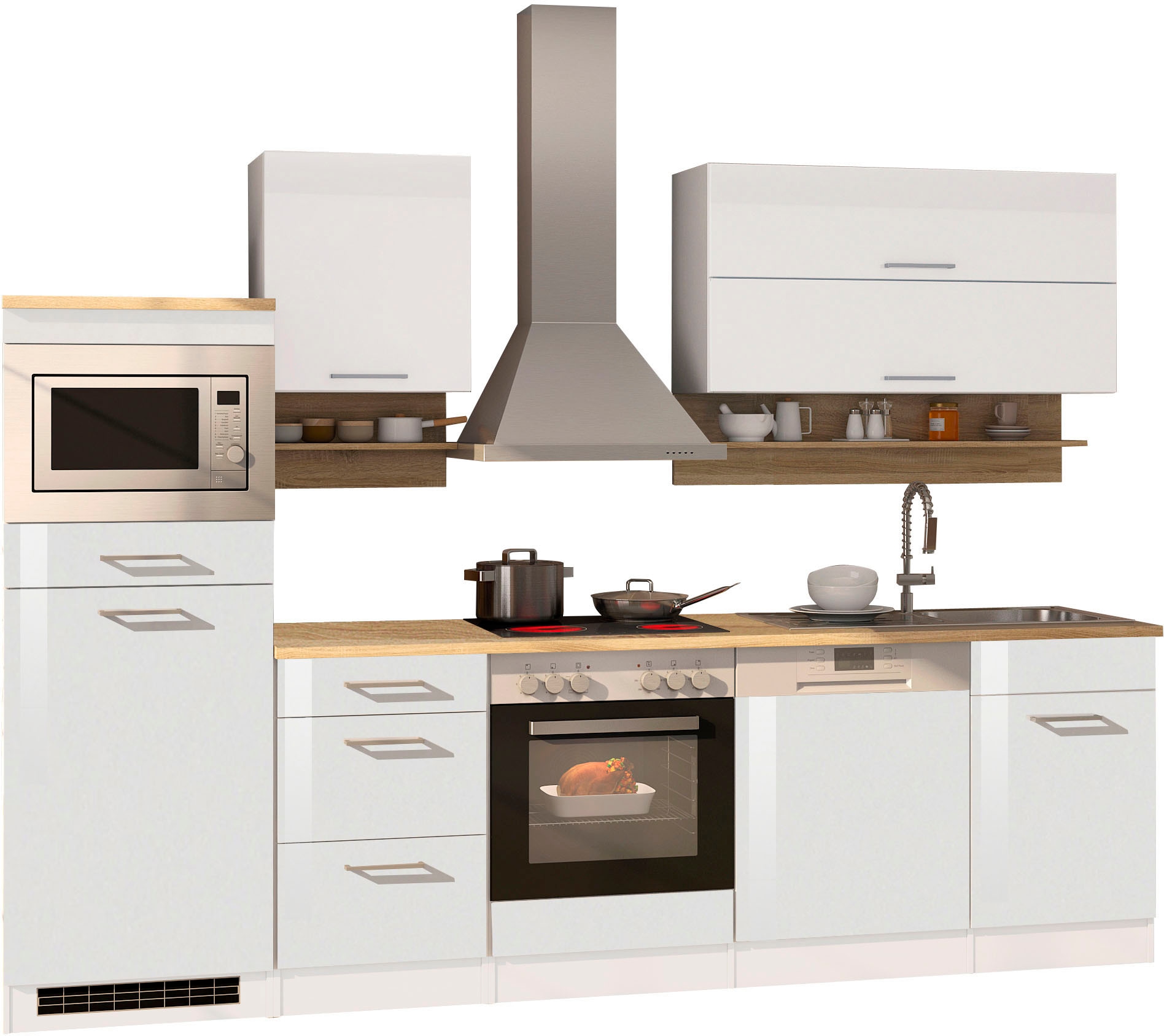 Küchenzeile »Mailand«, mit Elektrogeräten, Breite 280 cm