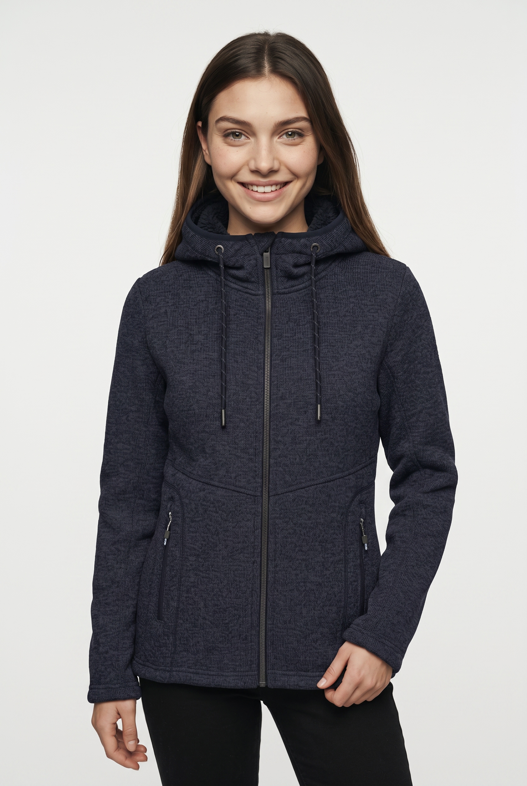 Killtec Strickfleecejacke "KOW 41 WMN KNTFLC JCKT" mit Kapuze mit Teddyfell