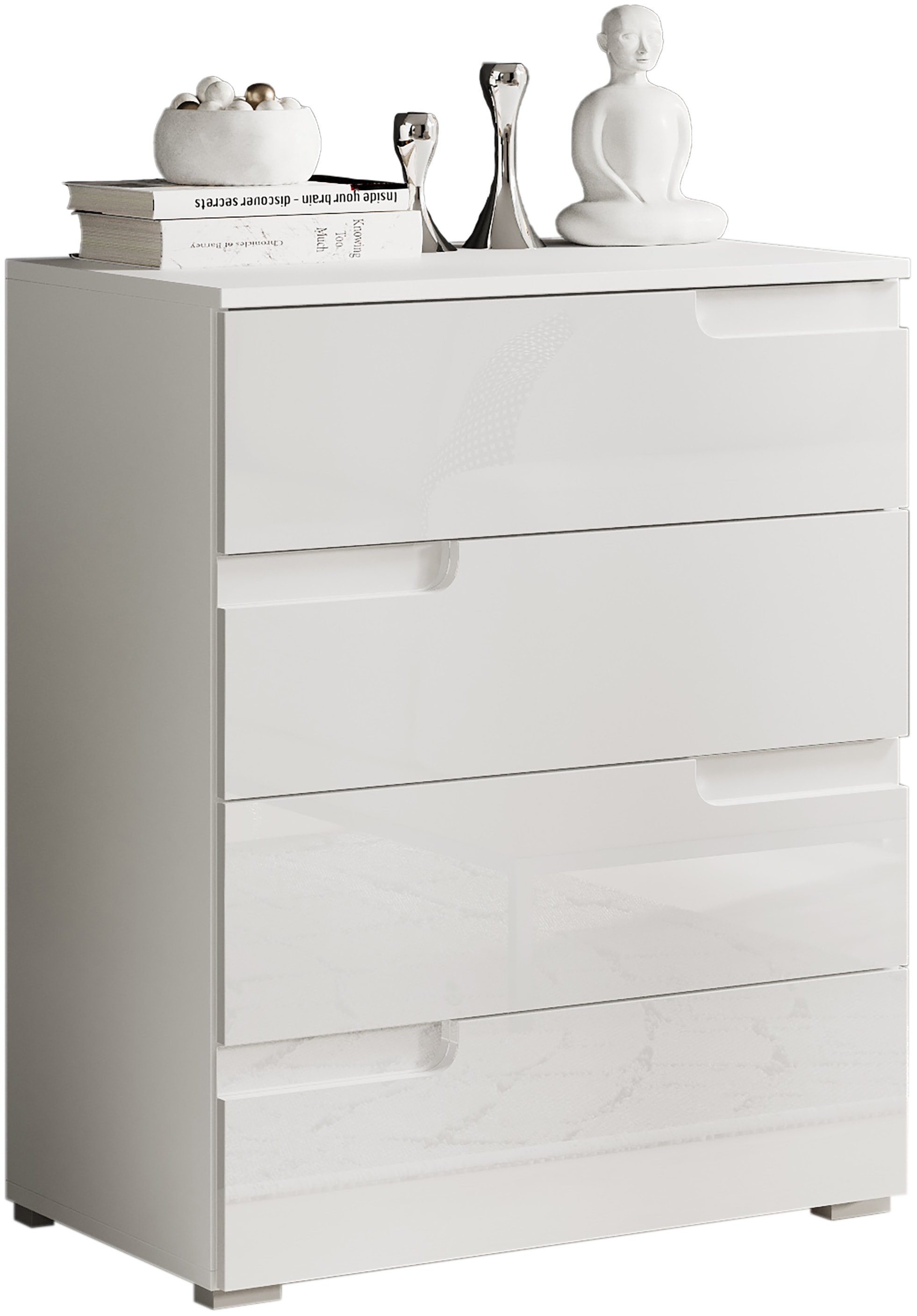 HBZ Kommode »Spice weiß hochglanz, BxHxT 65x80x40 cm«, Kommode mit 4 Schubkästen