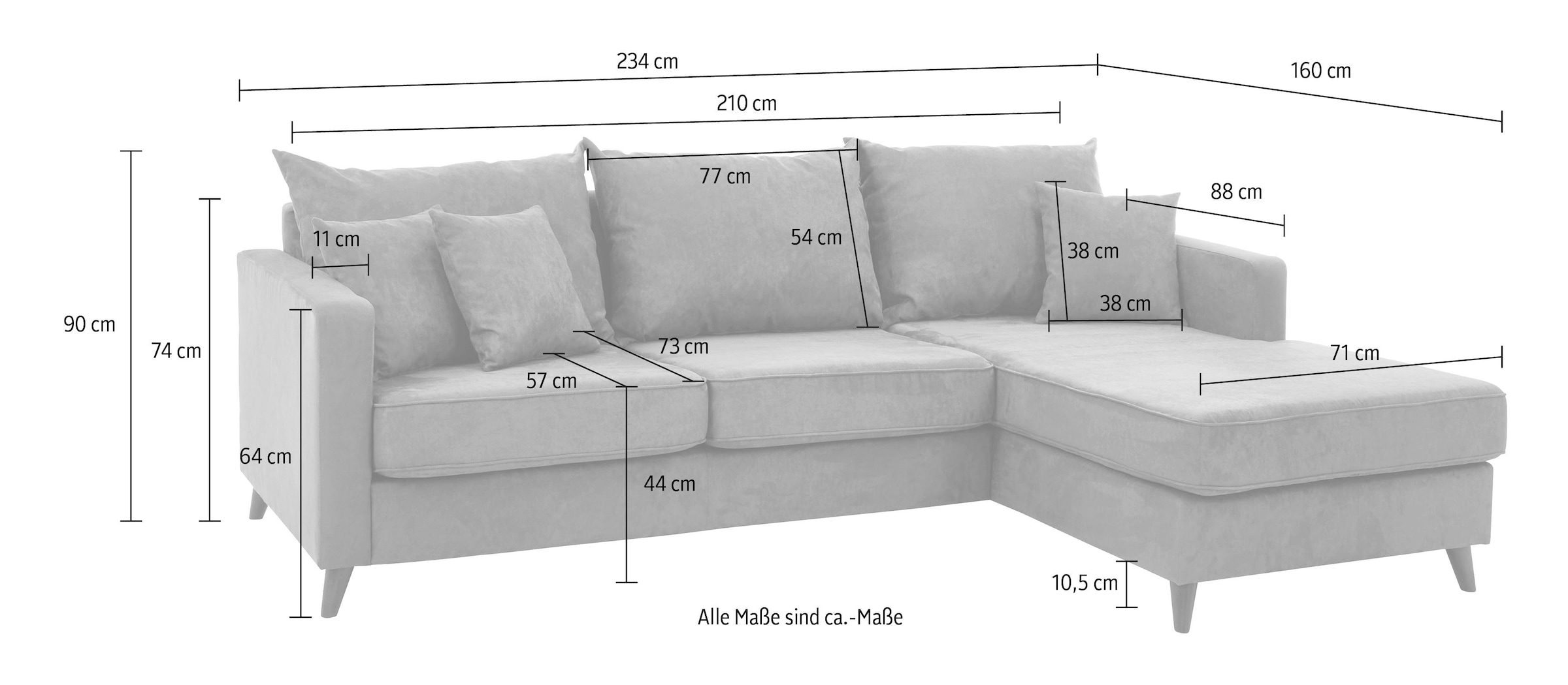 Guido Maria Kretschmer Home&Living Ecksofa »Renesse L-Form«, lose Kissen, Keder an Sitzkissen