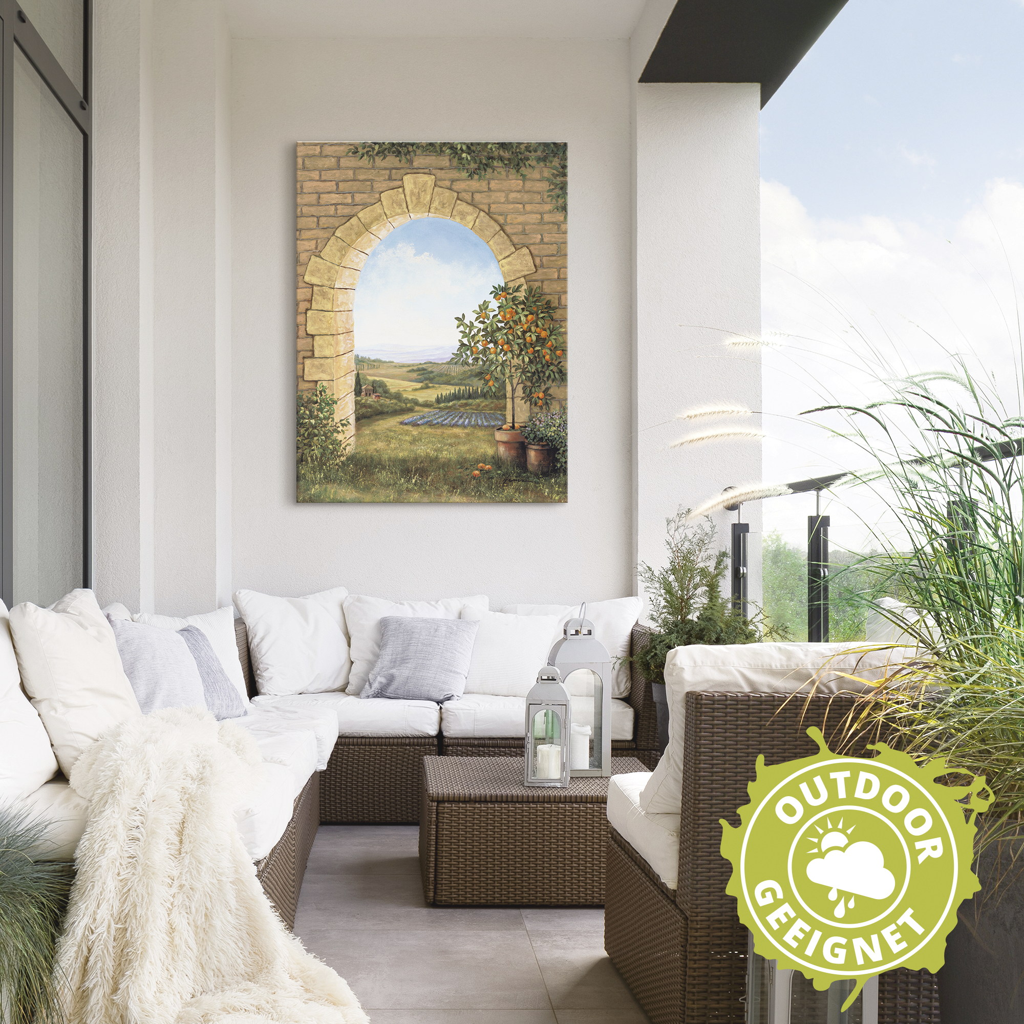 Thumbnail - Artland Wandbild "Orangenbaum vor dem Torbogen", Fensterblick, (1 St.), als Alubild, Outdoorbild, Leinwandbild, Poster, ...