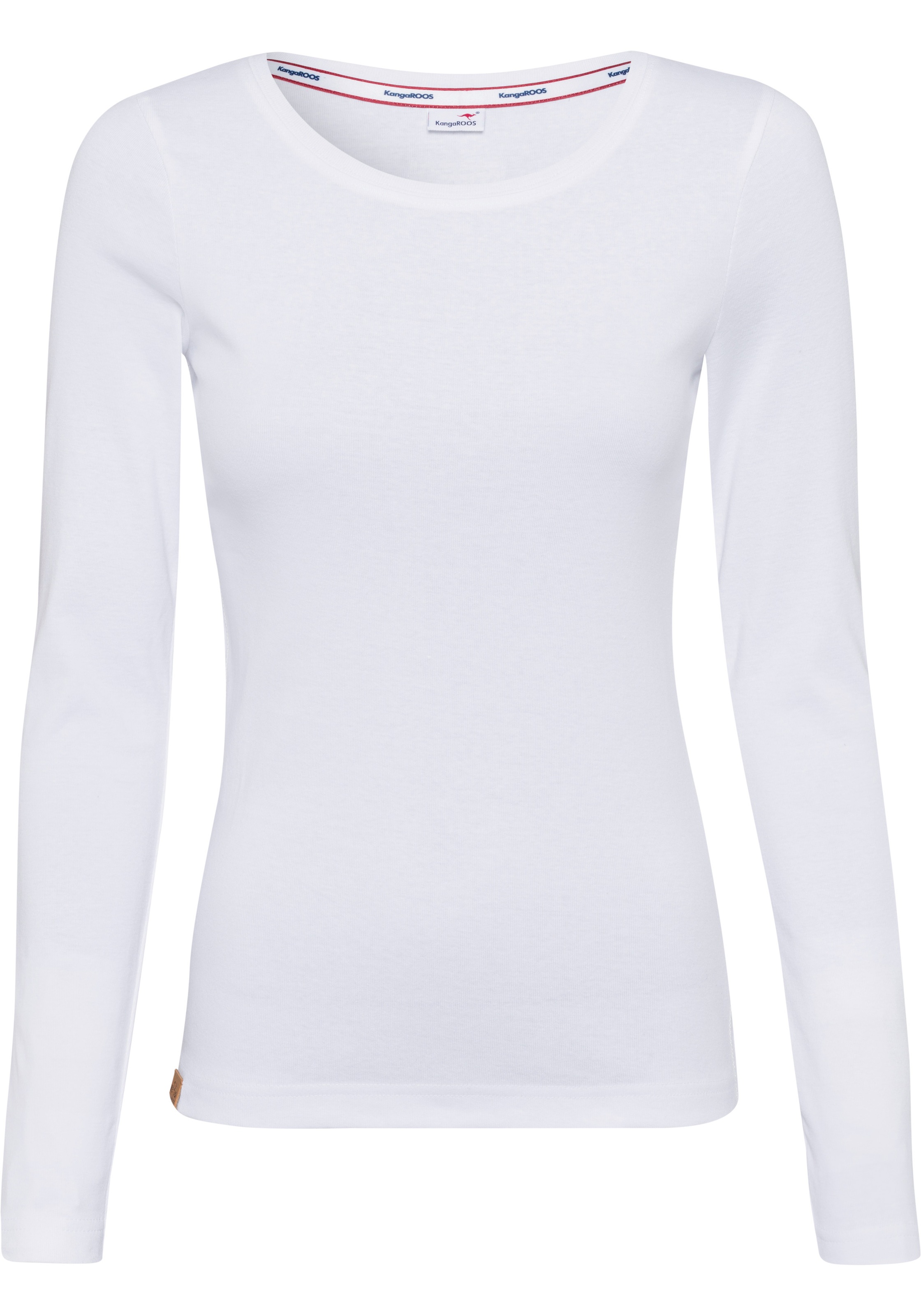 KangaROOS Langarmshirt, mit Krempelärmeln, sehr figurbetont, aus Rippware