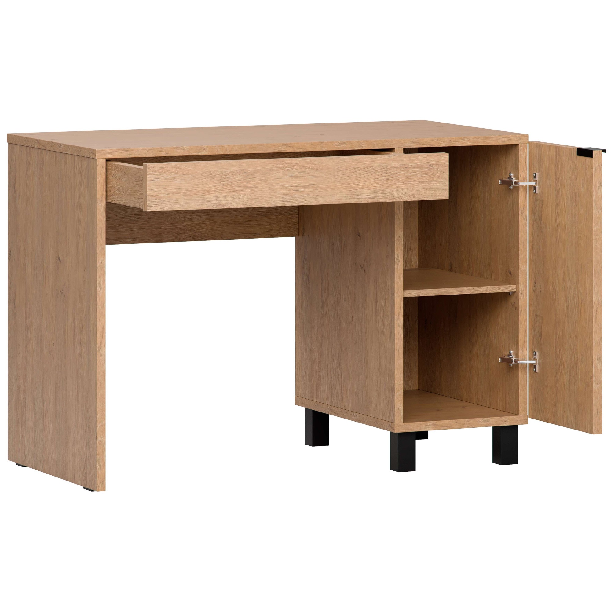 VOX Schreibtisch »SIMPLE Computertisch mit Stauraum, Maße B/T/H: 110/55/86,7 cm«, Bürotisch mit Schublade & Schrank in 3 Farben erhältlich, Metallgriffe