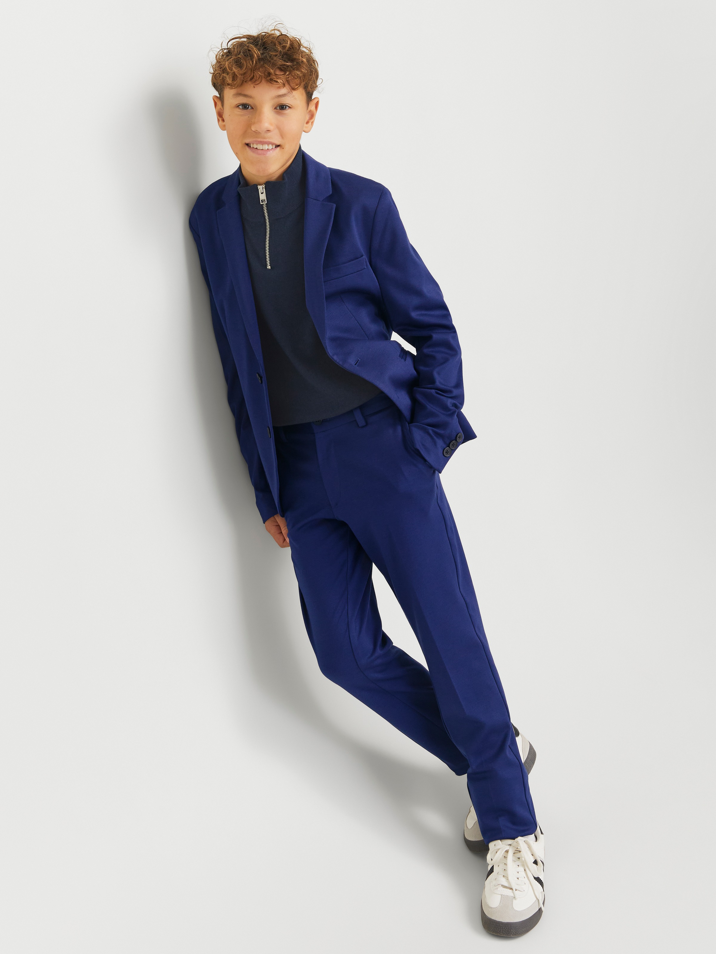 Kinder Anzug "JJEJAXON sorgt für stylischen Look mit optimaler Passform", blau, Gr. 164, JACK & JONES JUNIOR, unifarben, Jersey, Obermaterial: 79%