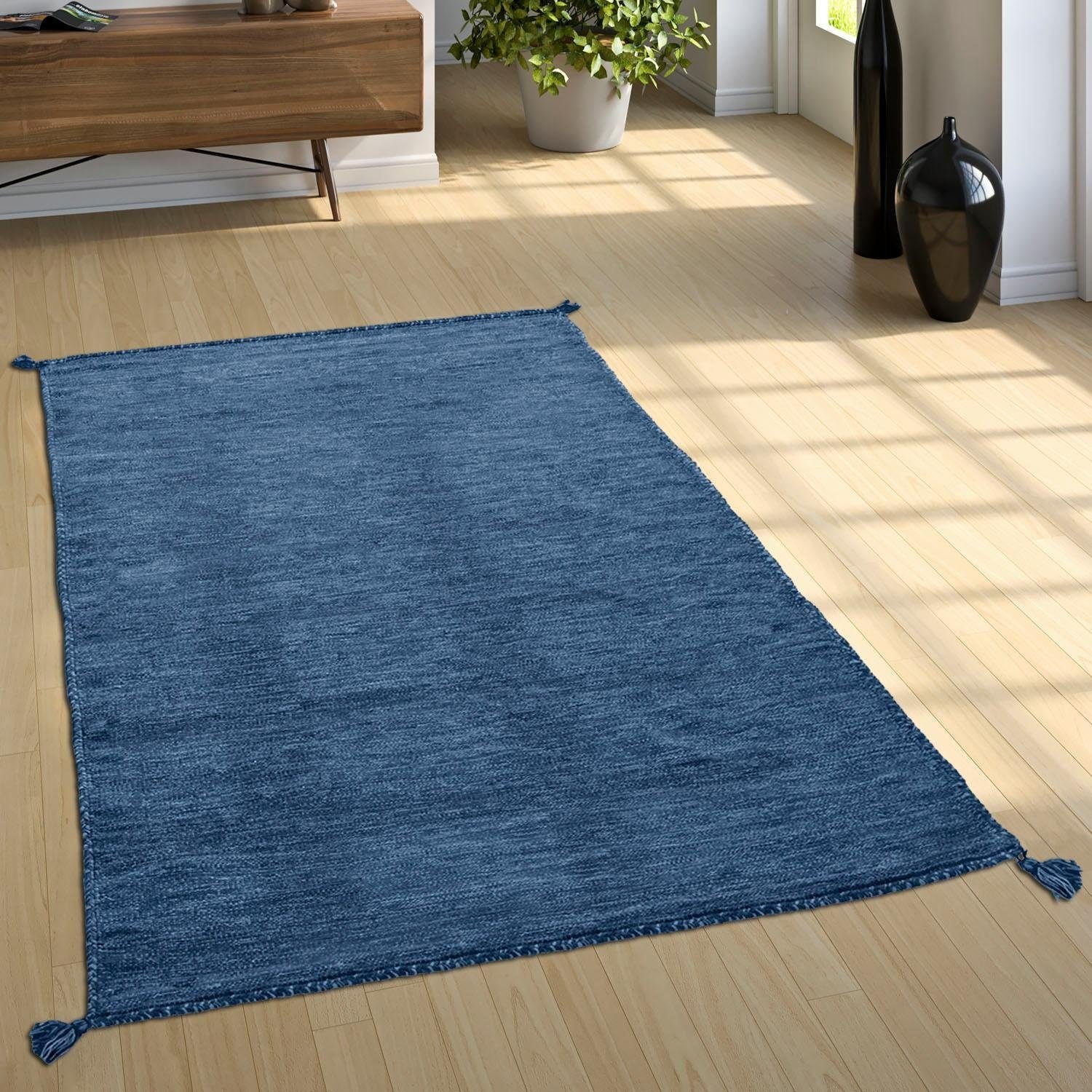 Paco Home Teppich »Kilim Rechnung Farben Baumwolle, 210«, BAUR handgewebt, auf Uni | Flachgewebe, reine rechteckig, Handgwebt