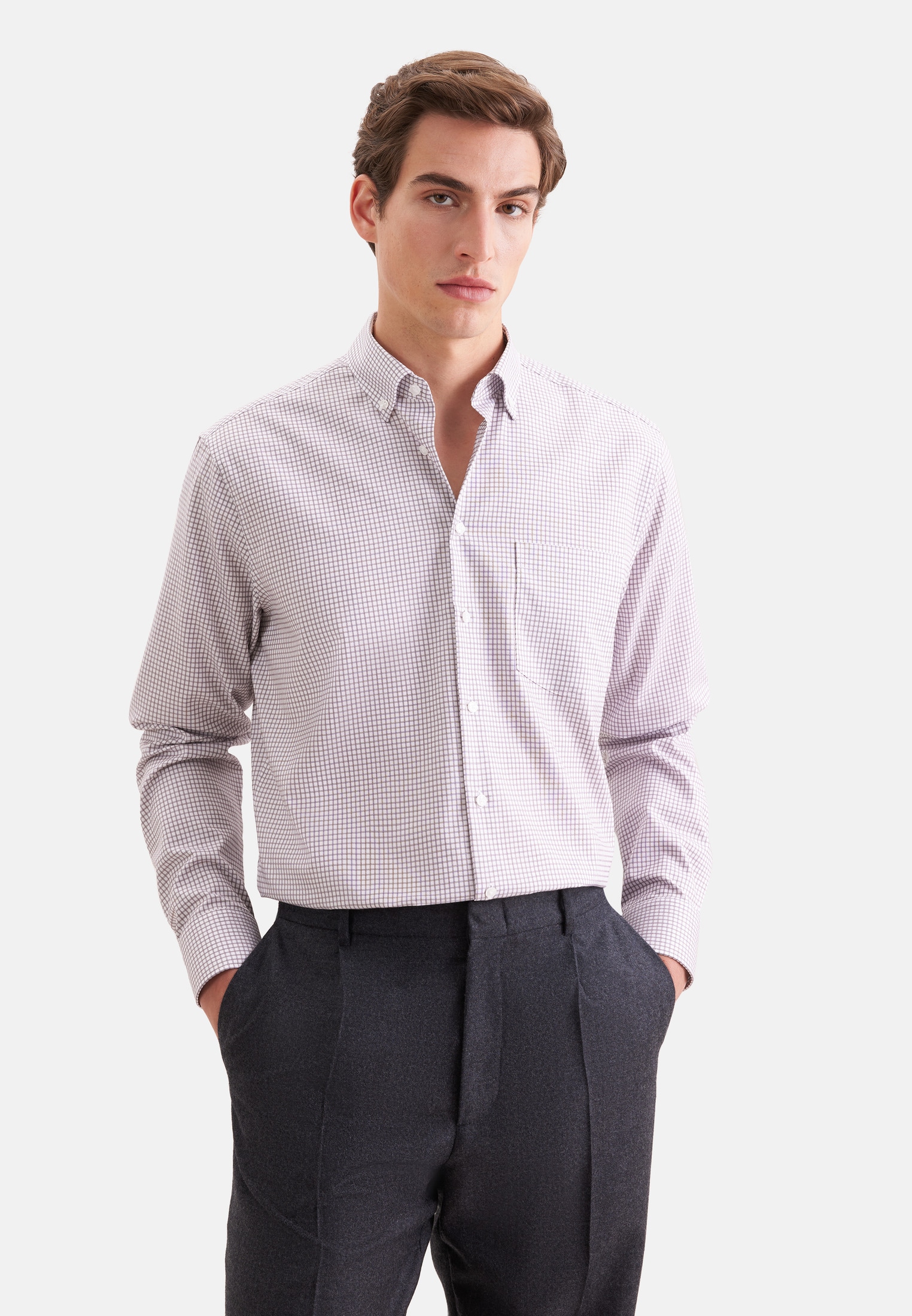 seidensticker "Schwarze Rose" Regular 1/1 Button-Down-Kragen Karo