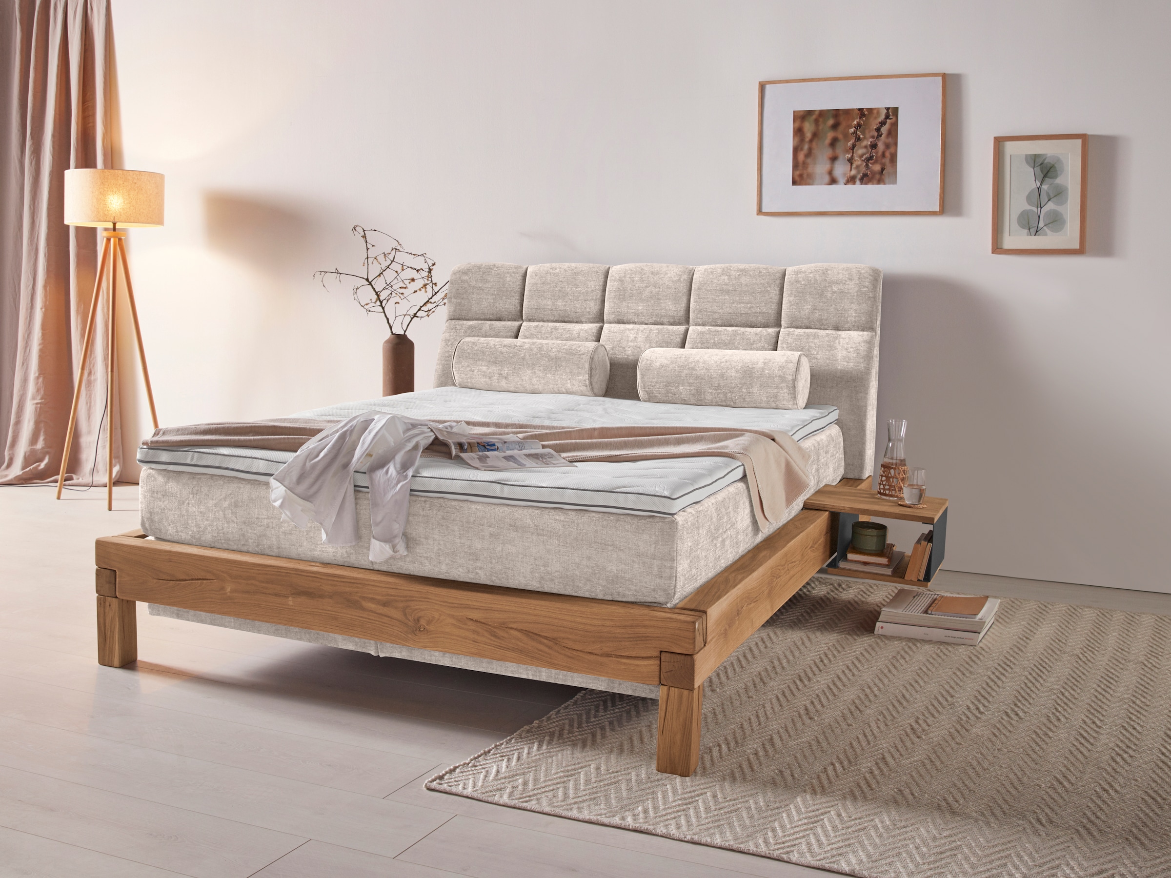 Home affaire Boxspringbett "Villads" Liegefläche: 160/200 cm aus Balkeneiche, Inside-Boxspring-Unterbau