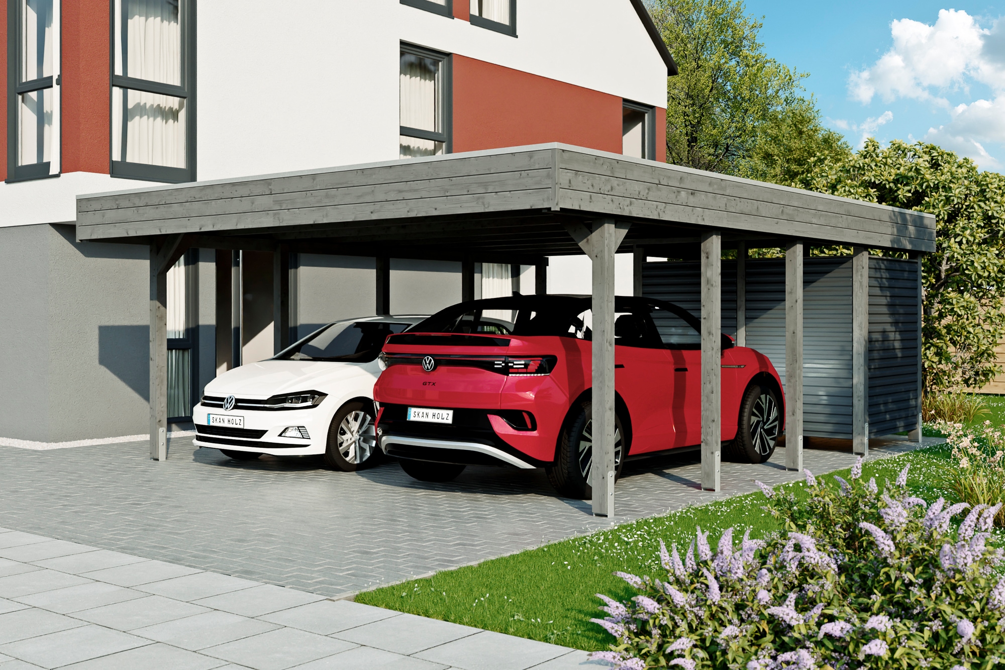 Skanholz Doppelcarport »Friesland Set 14«, Holz, 514 cm, Schiefergrau