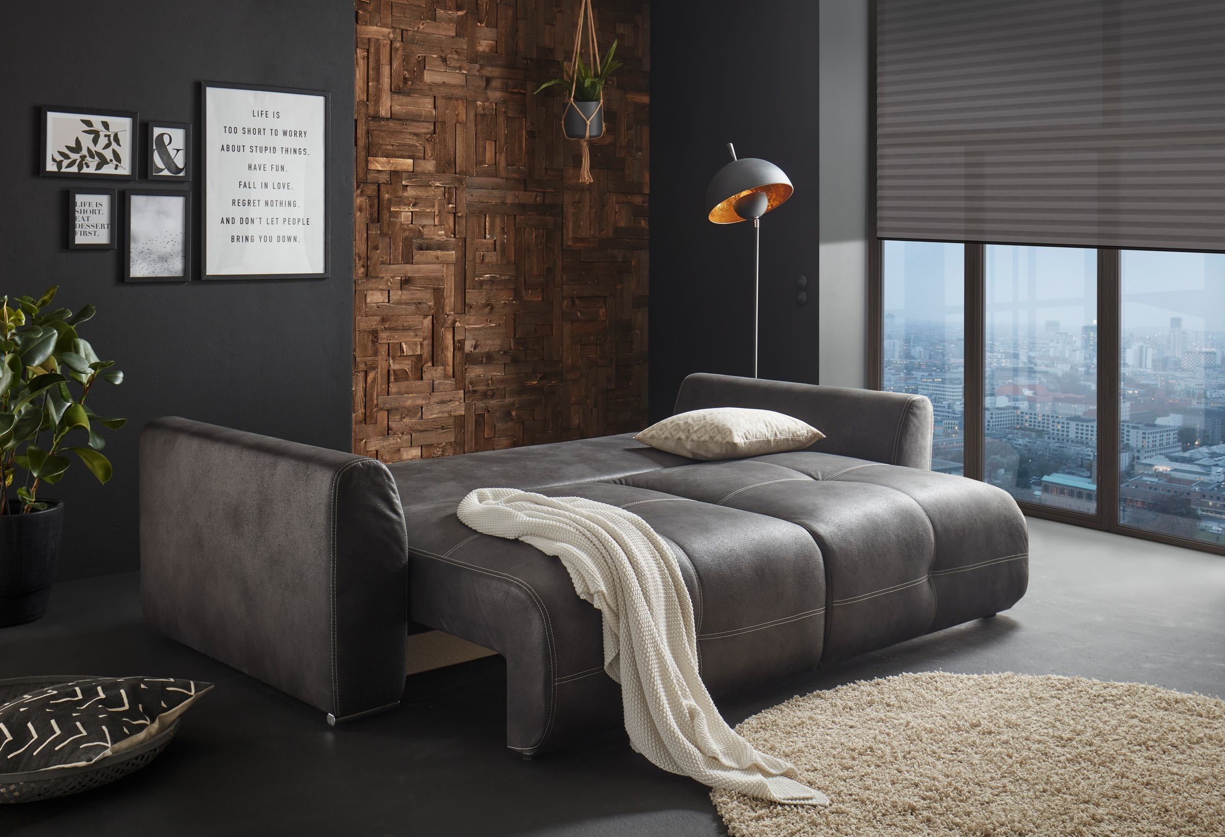 ED EXCITING DESIGN Schlafsofa "Dolan", mit Bettkasten & 2 Zierkissen günstig online kaufen