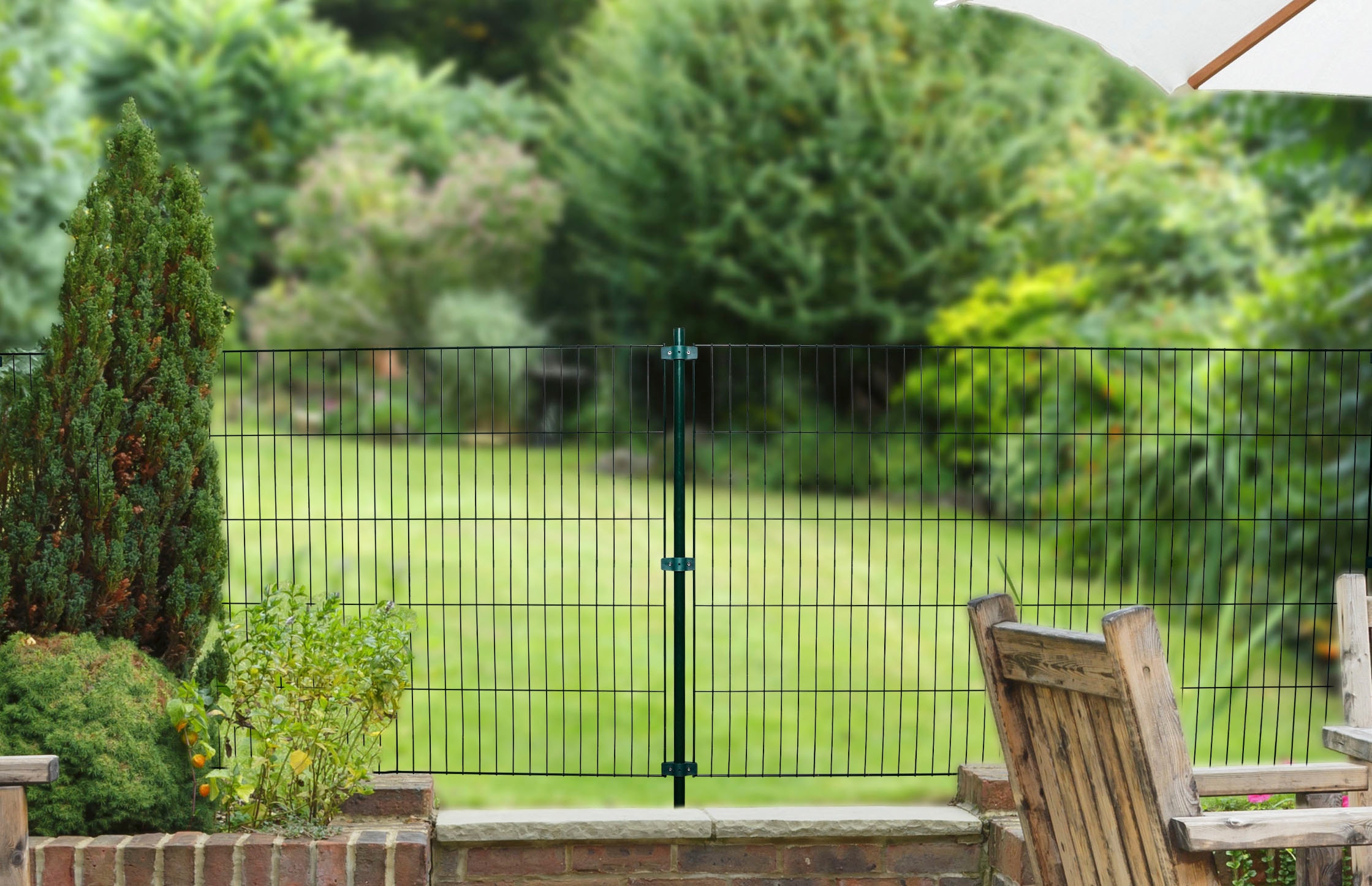 GARDEN 'N' MORE Einstabmattenzaun »mit Rundpfosten«, 5 Elemente für 10 m, LxH: 200 x 75 cm, mit 6 Pfosten