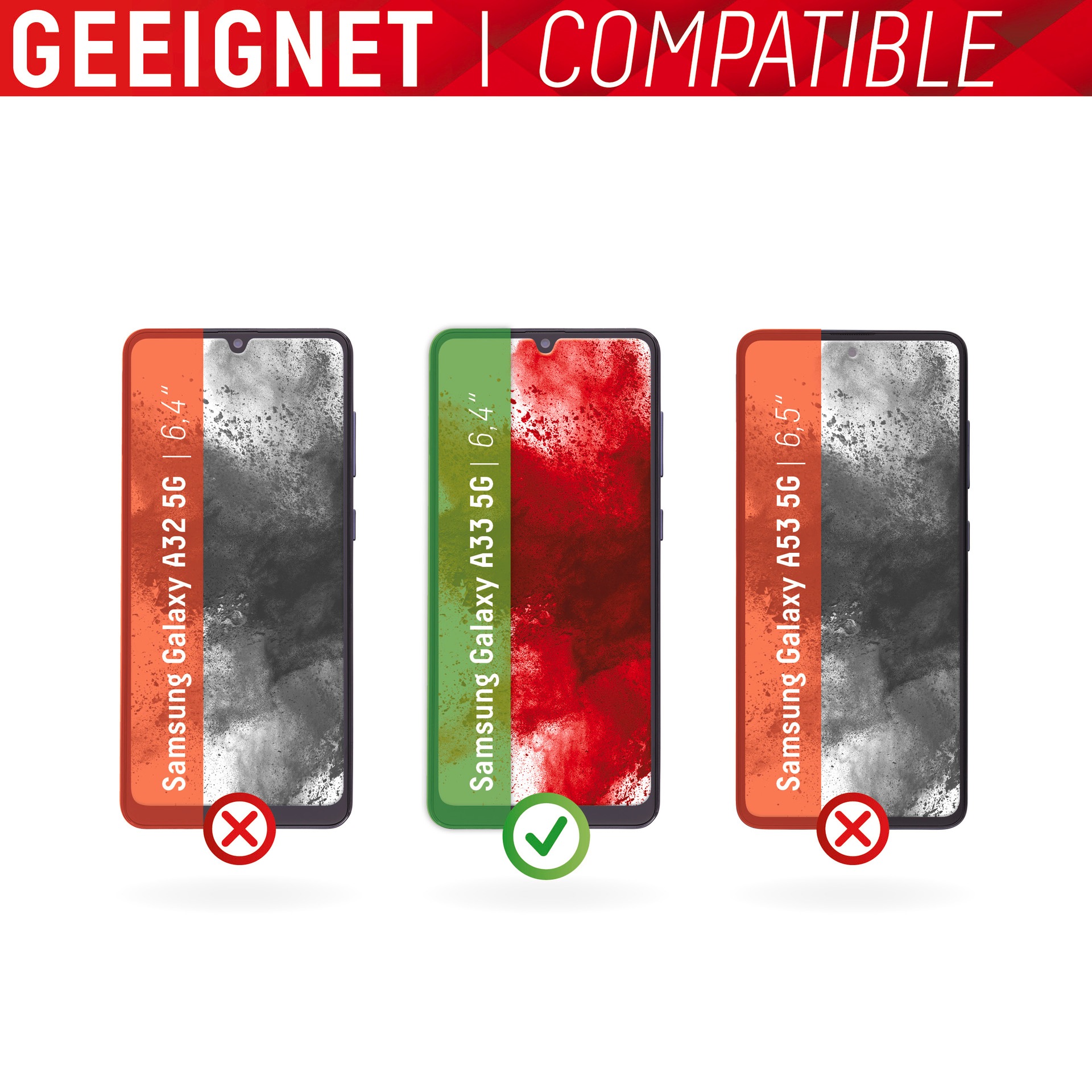 Displex Displayschutzglas »Real Glass - Samsung Galaxy A33 5G«, Displayschutzfolie Displayschutz kratzer-resistent 10H splitterfest