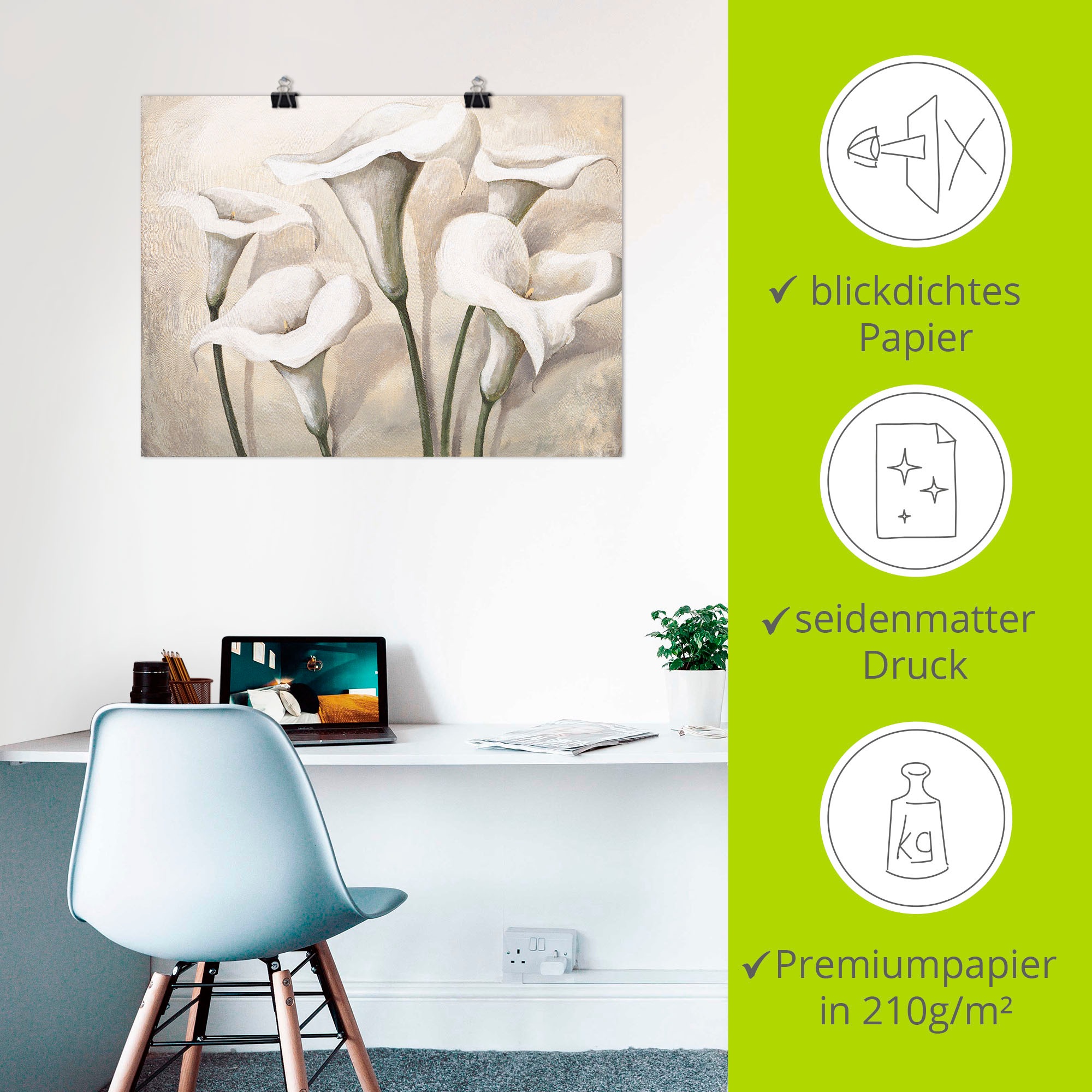 Artland Wandbild »Callas I«, Blumen, (1 St.), als Leinwandbild, Poster, Wandaufkleber in verschied. Größen