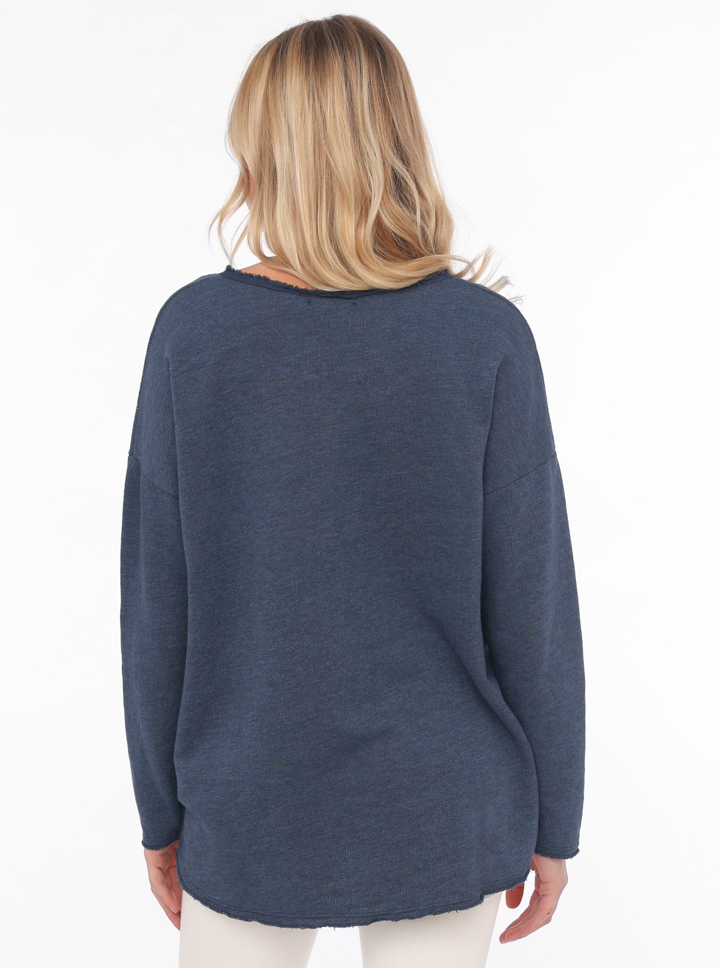 Zwillingsherz Sweatshirt »"Positive Mind"«, Mit V-Ausschnitt im Used Look und Stempeldruck