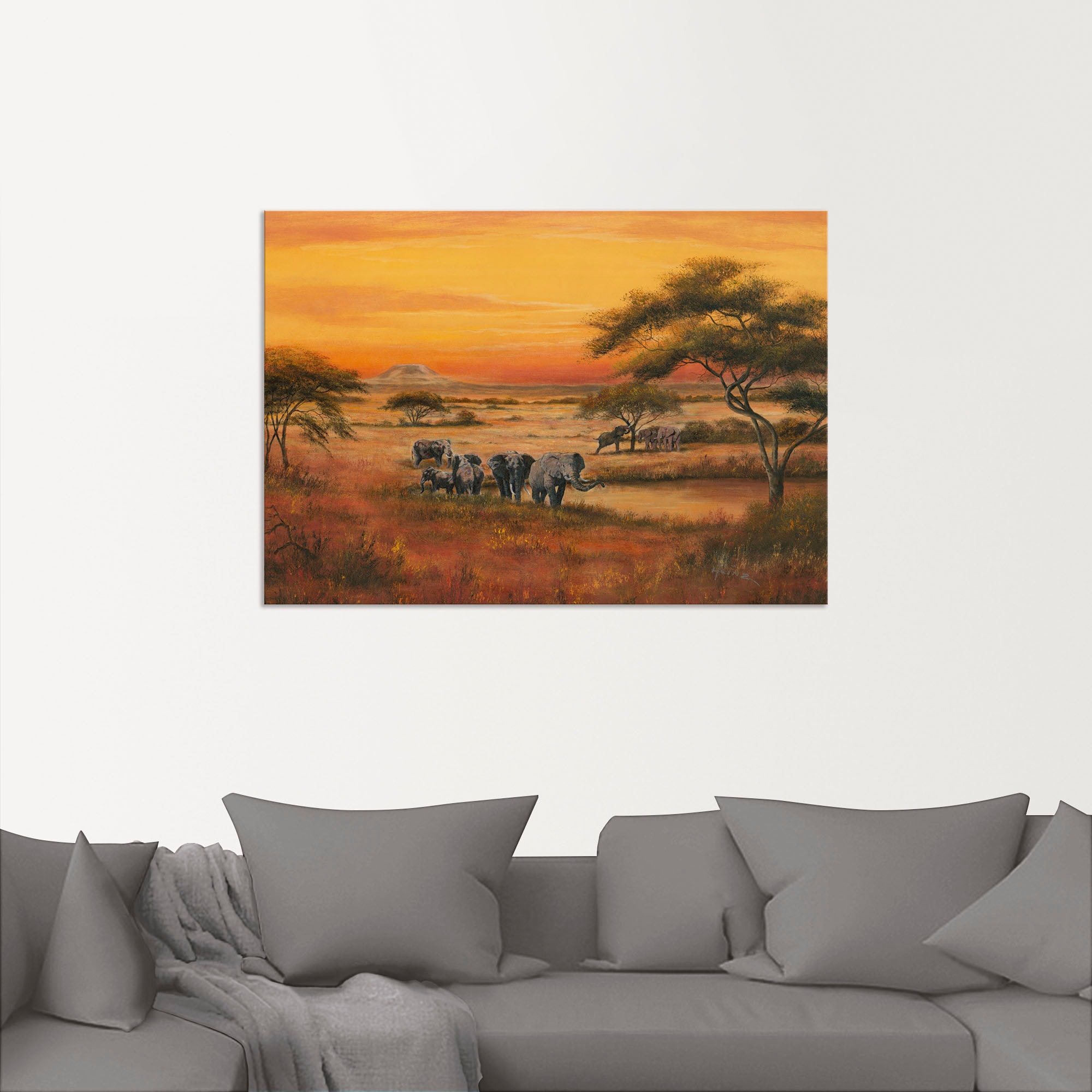 Artland Wandbild »Afrika Elefanten«, Afrika, (1 St.), als Alubild, Outdoorbild, Leinwandbild, Poster in verschied. Größen