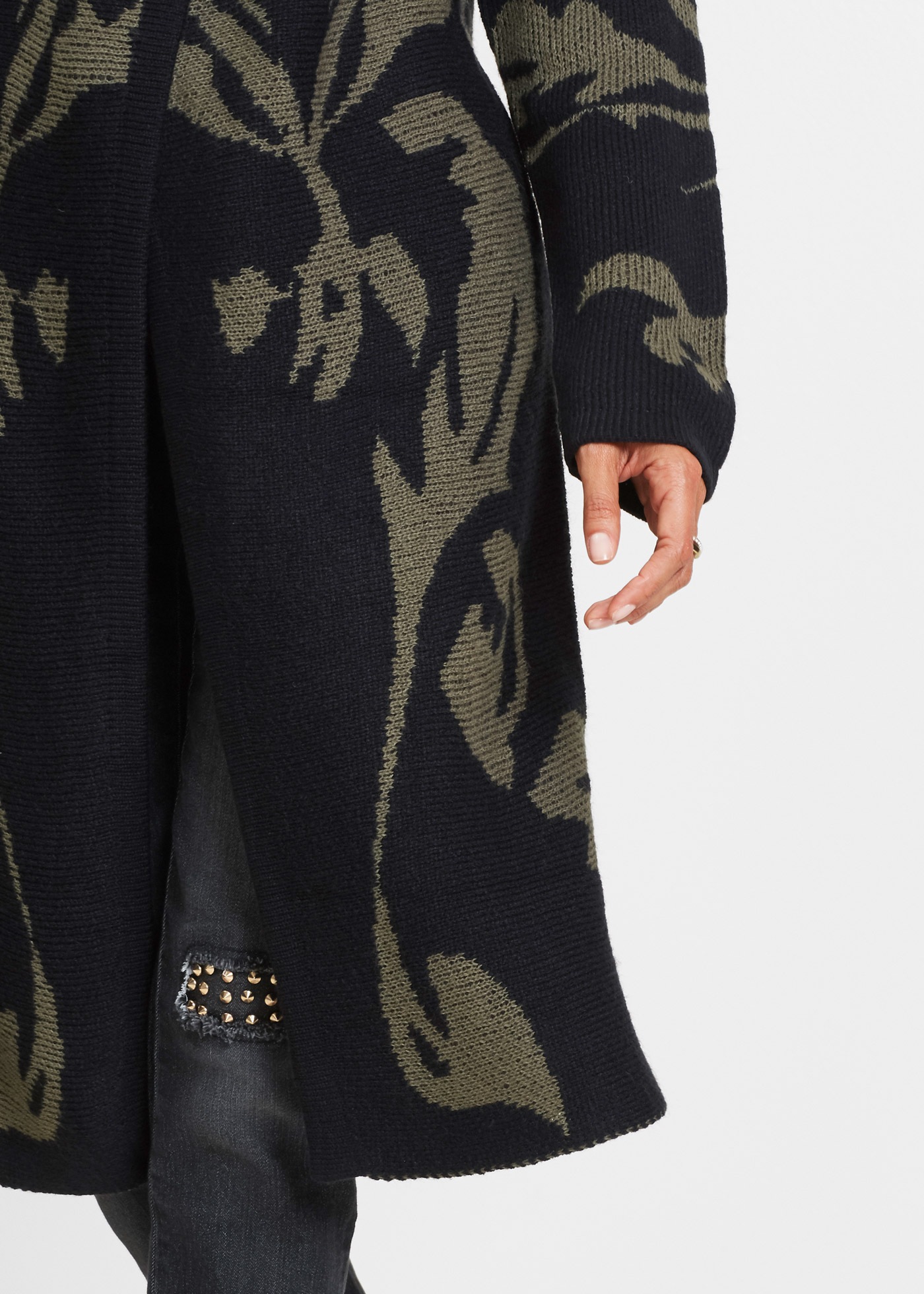 bonprix Strickmantel Jacquard-Strick in Oversize-Passform, mit Schallkragen
