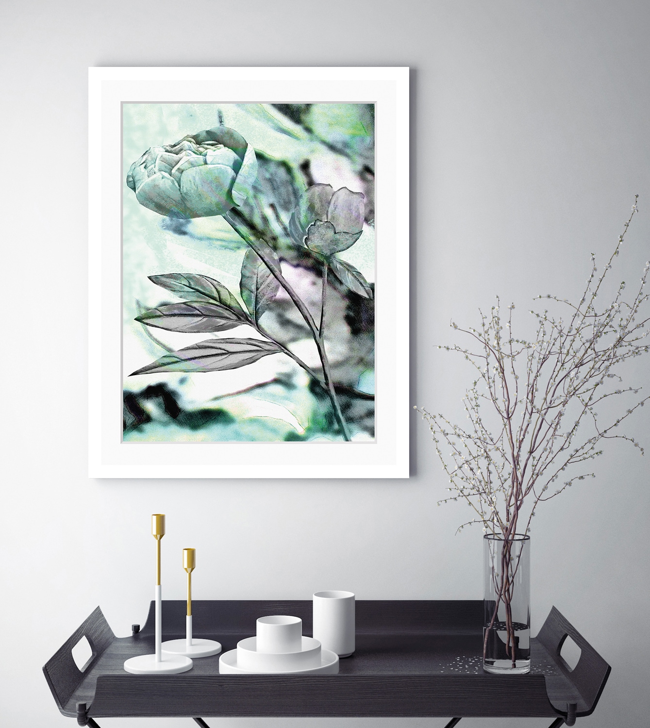queence Bild "Elise" Blumen Kunst Pflanzen Pflanzenbilder gerahmt, Rose