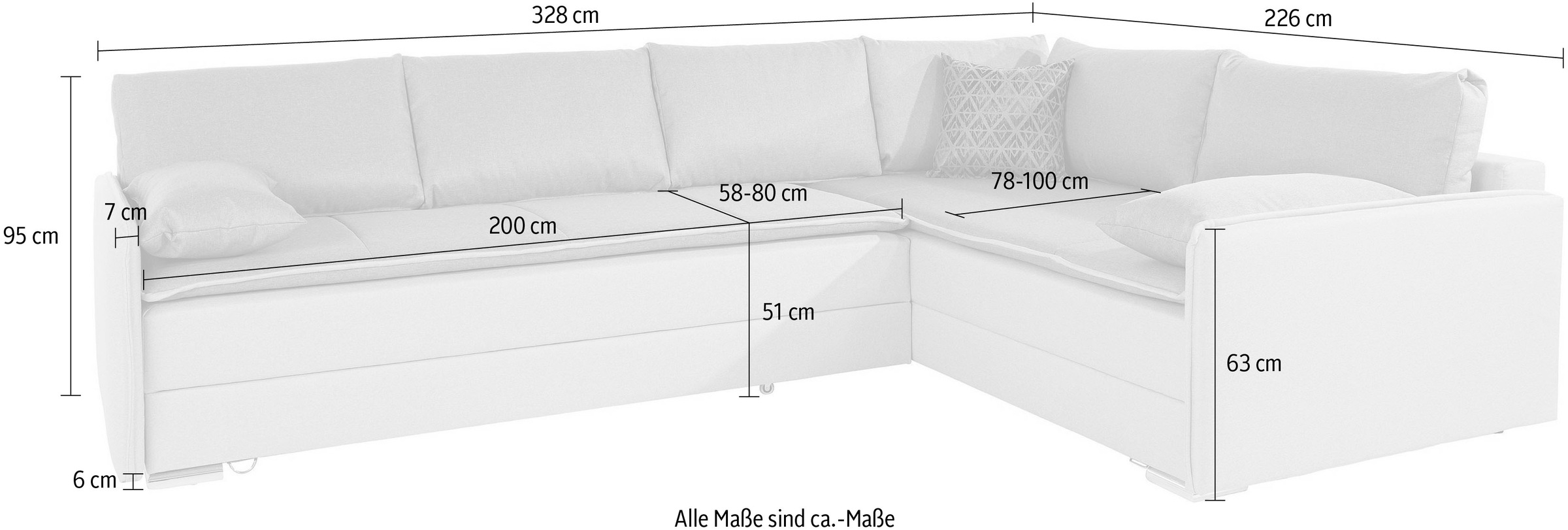 INOSIGN Ecksofa »Dream L-Form«, mit Federkern, mit Bettfunktion und Bettkasten