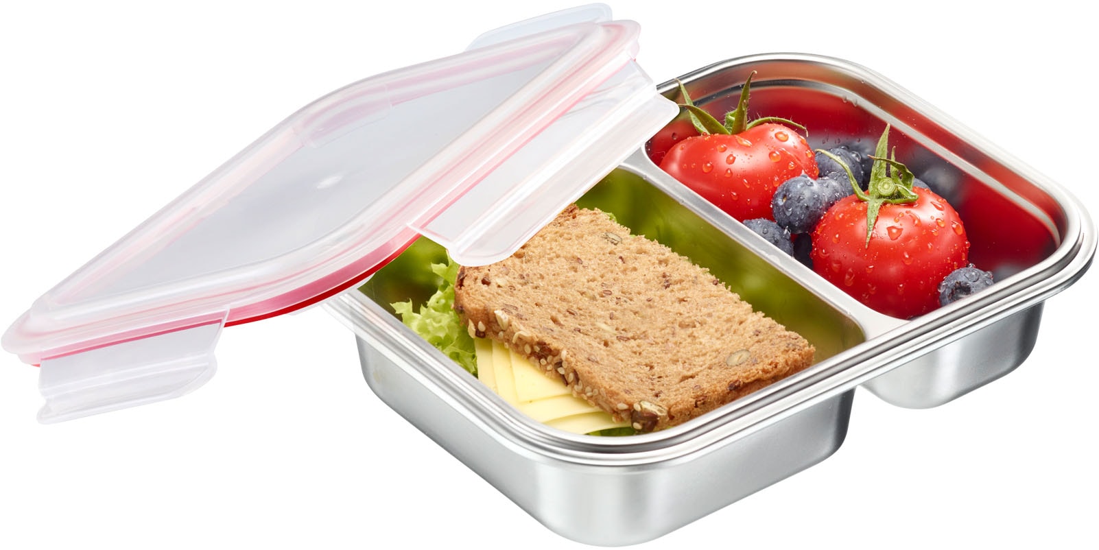 WESTMARK Lunchbox »Edelstahl Lunch Box/ Frischhaltedose, geteilt, 450 + 280 ml«, (1 tlg.), auslaufsichere Brotdose – mikrowellen- & ofenfest