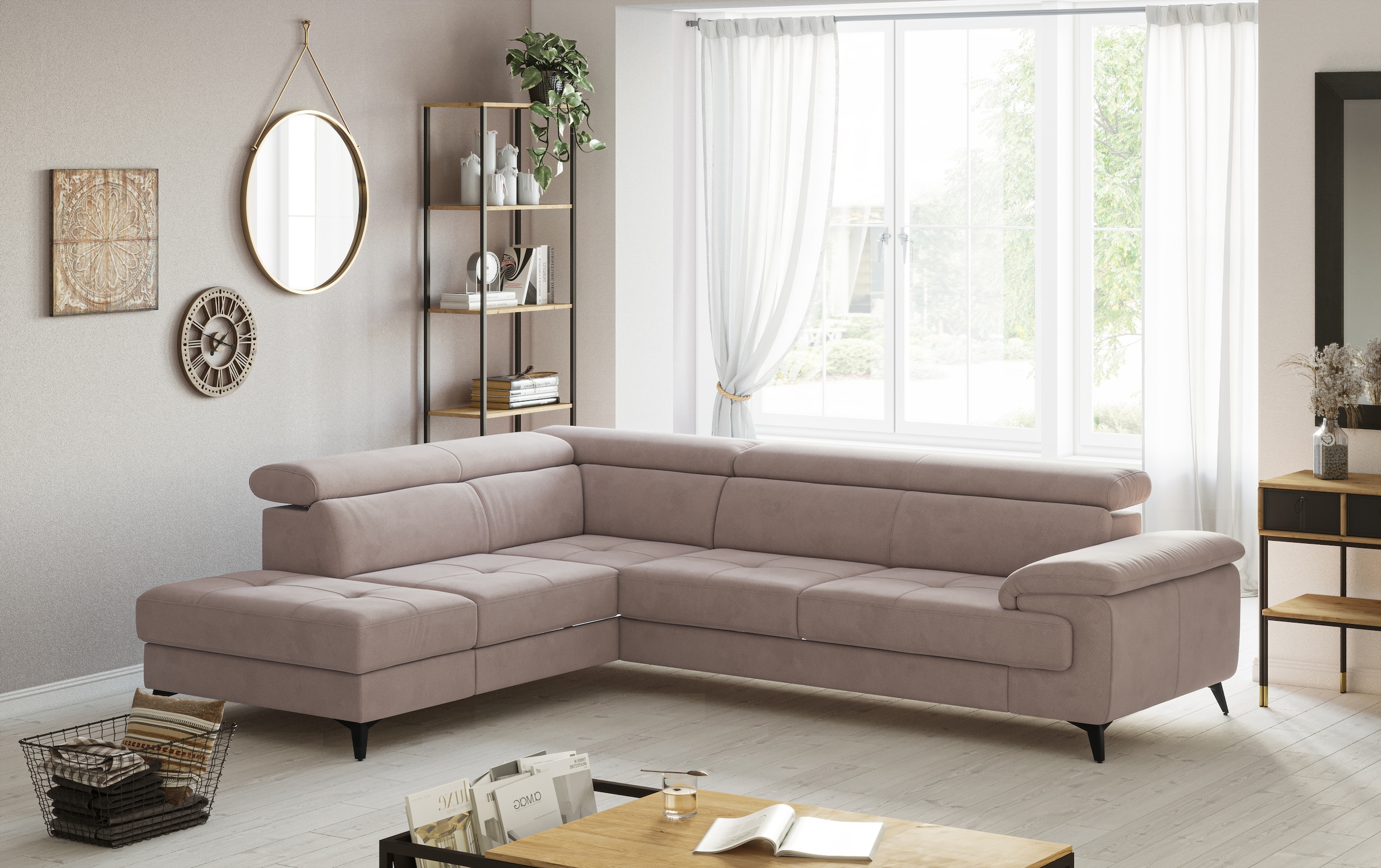 OTTO home Ecksofa "Astra L-Form, B: 286 cm" mit Kopfteilverstellung, optional Schlaffunktion & Bettkasten