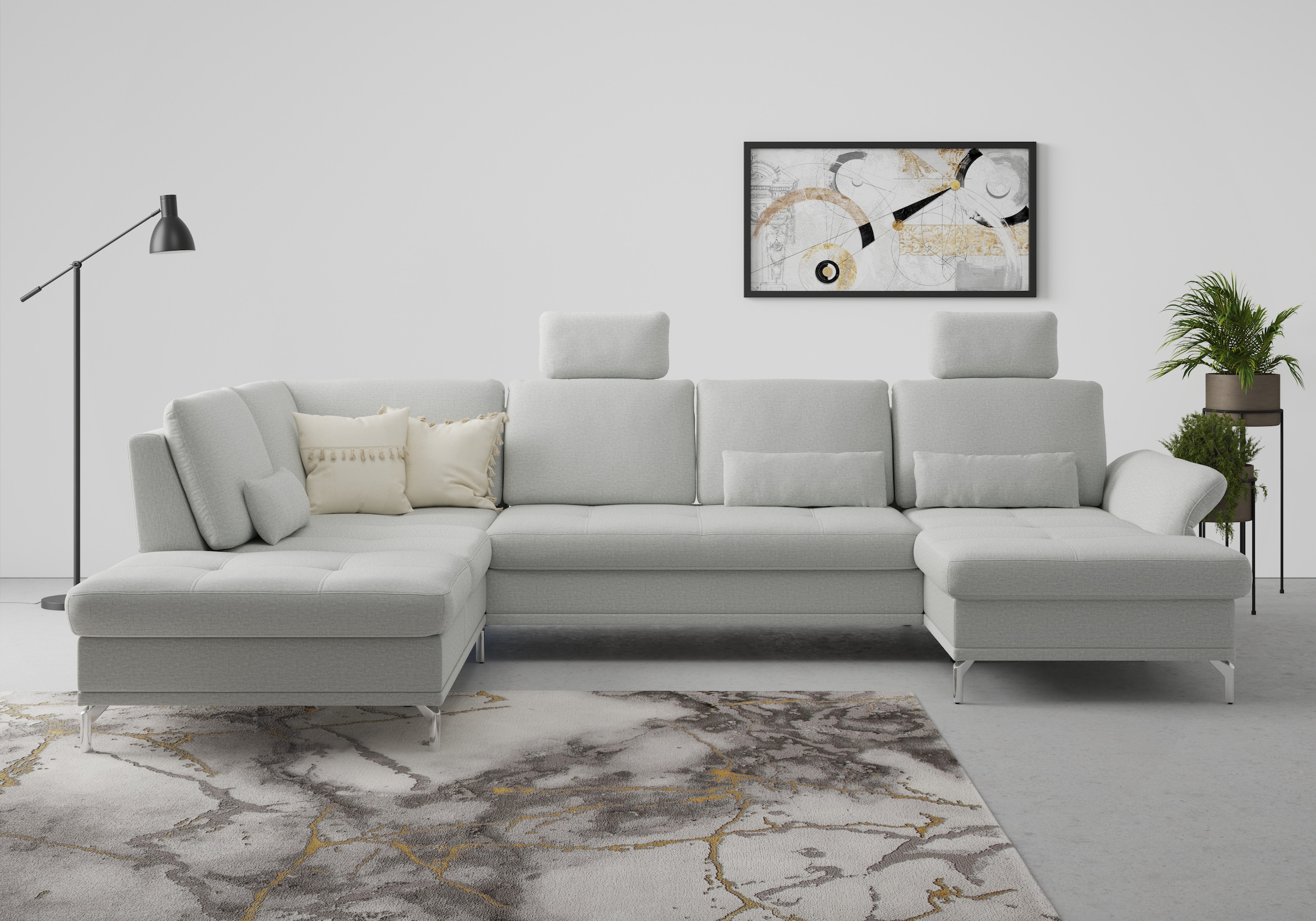 Home affaire Wohnlandschaft "Palm Beach U-Form" Federkern, mit Sitztiefenve günstig online kaufen