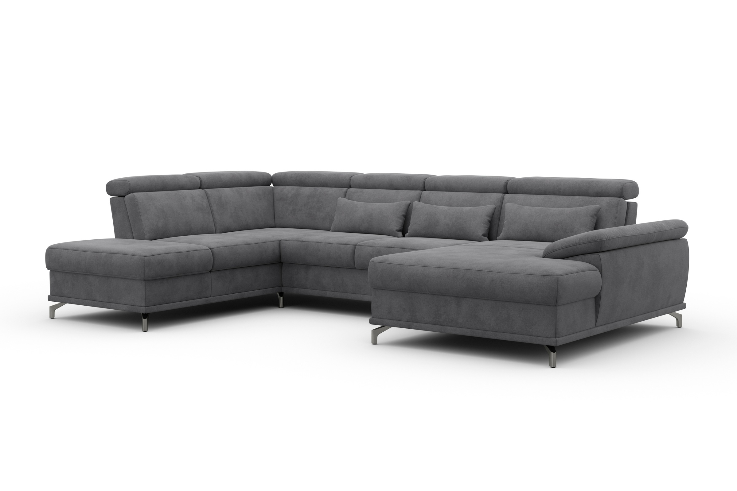 sit&more Wohnlandschaft »Cabrio U-Form, mit Sitztiefenverstellung, Arm- und Kopfteilverstellung«, 3 Nierenkissen, Federkern, optional Bettfunktion und Stauraum
