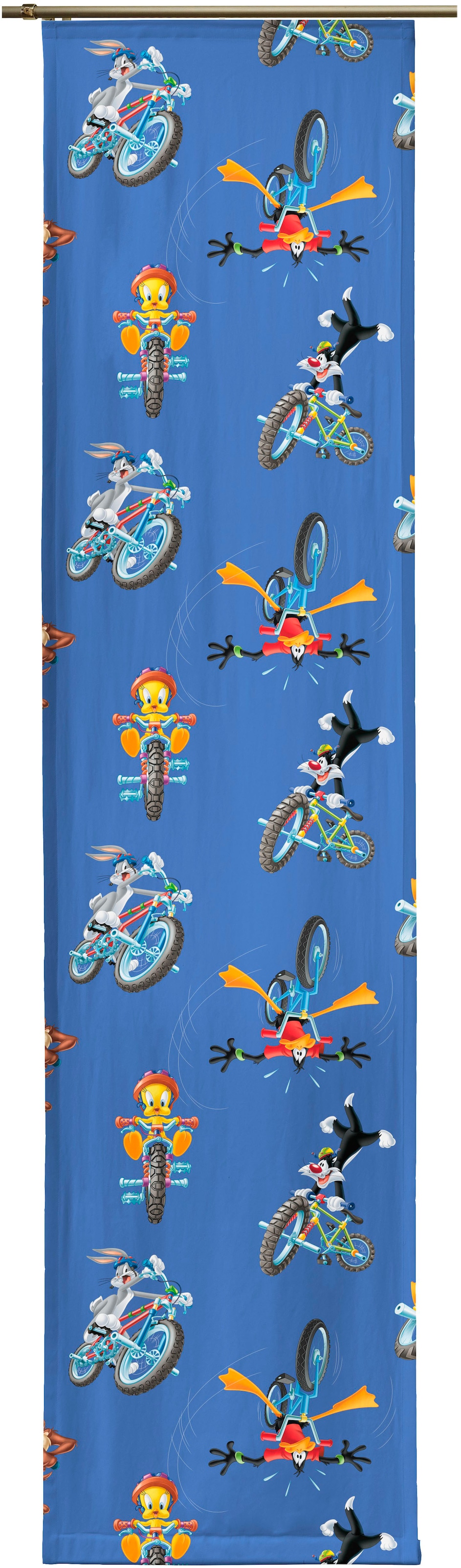 Schiebegardine WIRTH, B:60cm H:175cm, blau, Satin, Polyester, Gardinen, "Looney", Warner Bros.