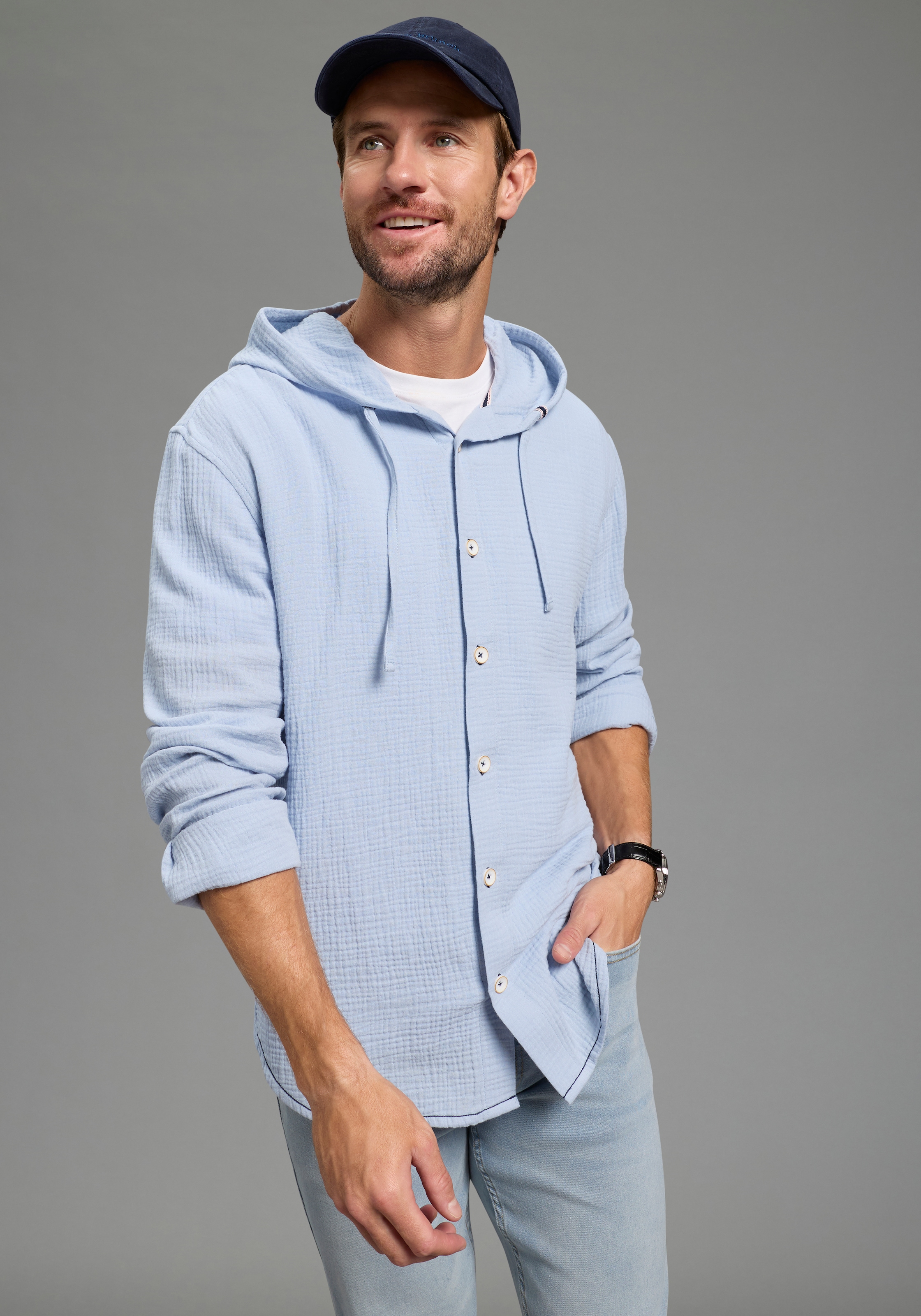 KangaROOS Kapuzenhemd Langarm mit Ärmelschlitz, für Casual- und Streetwear, günstig online kaufen